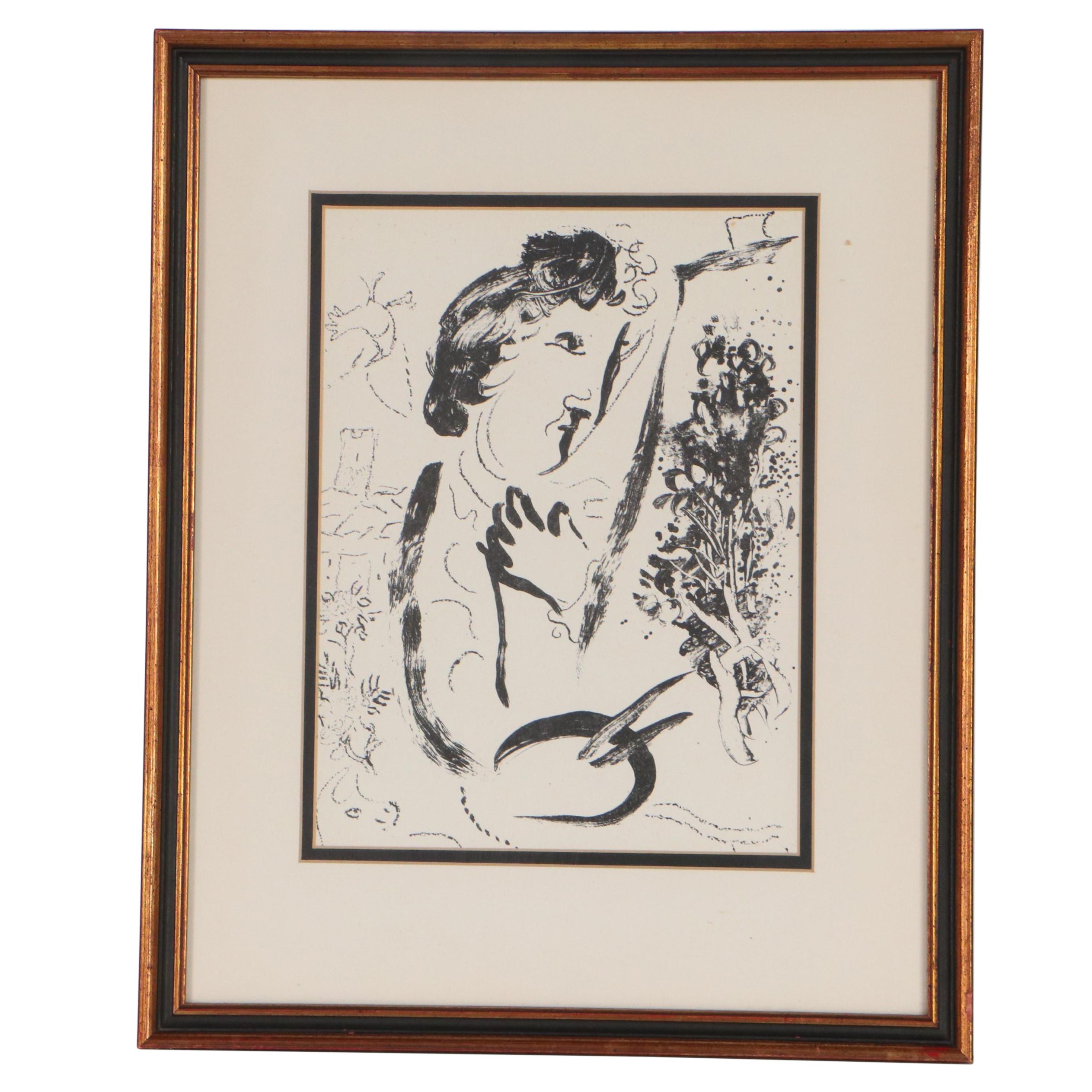 Marc Chagall Lithograph "Devant le Tableau," 1963