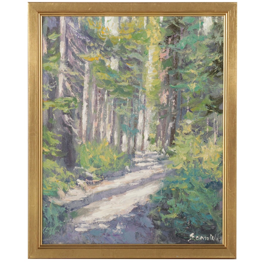 Sean Wu Oil Painting of Forest Hiking Trail, 2022