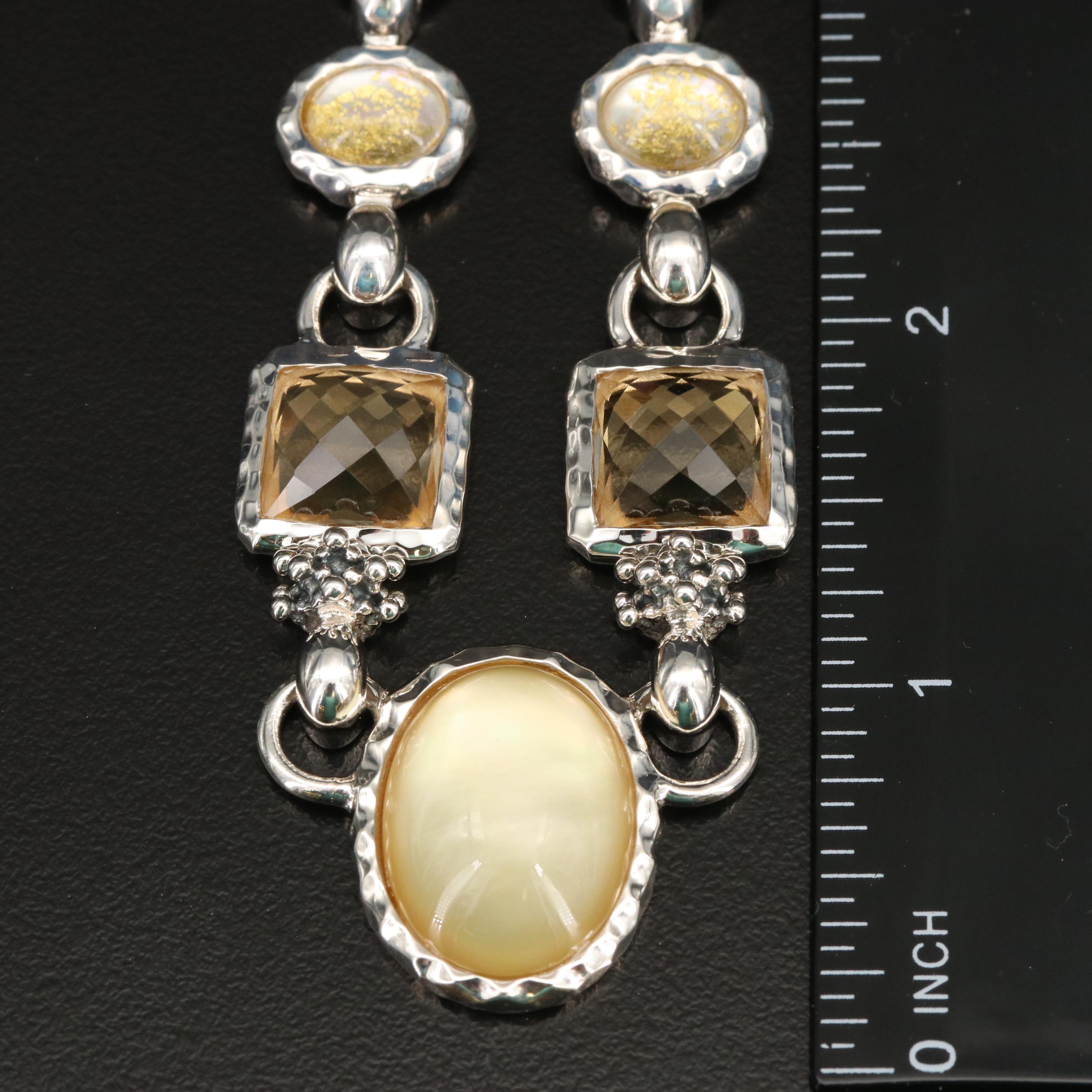 Michael Dawkins Sterling Necklace Including Quartz Mother-of-Pearl Doublet