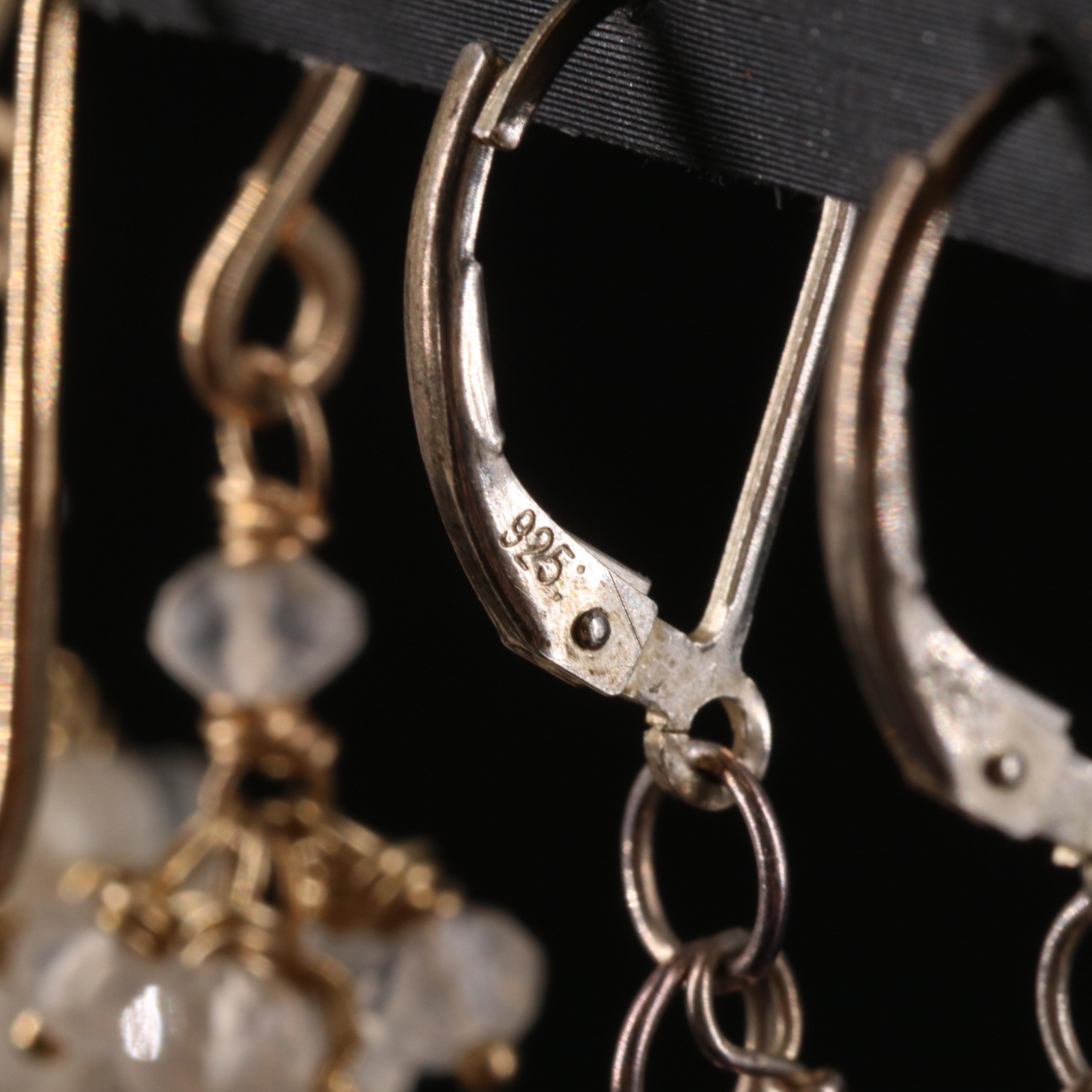 Amethyst, Lapis Lazuli and Chalcedony Drop Earrings Including Sterling