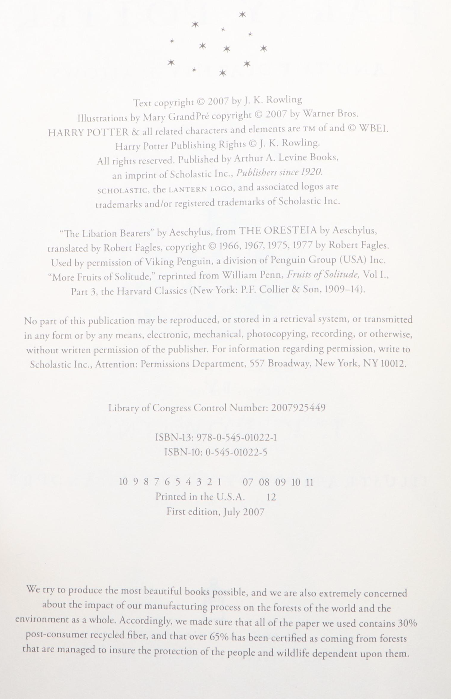 First American Edition "Harry Potter" Near Complete Series by J. K. Rowling