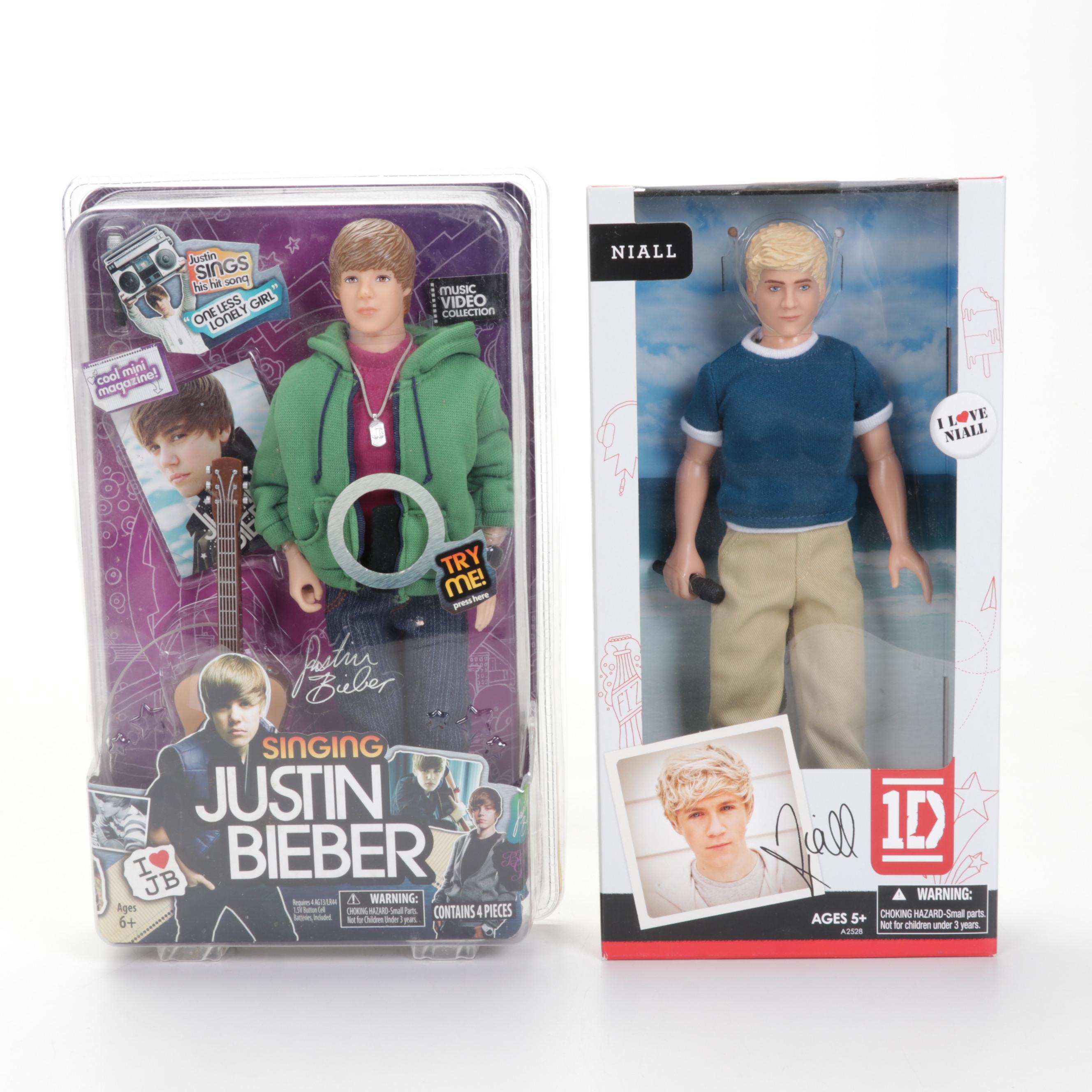 One Direction Collector Dolls and Books with Singing Justin Bieber Doll