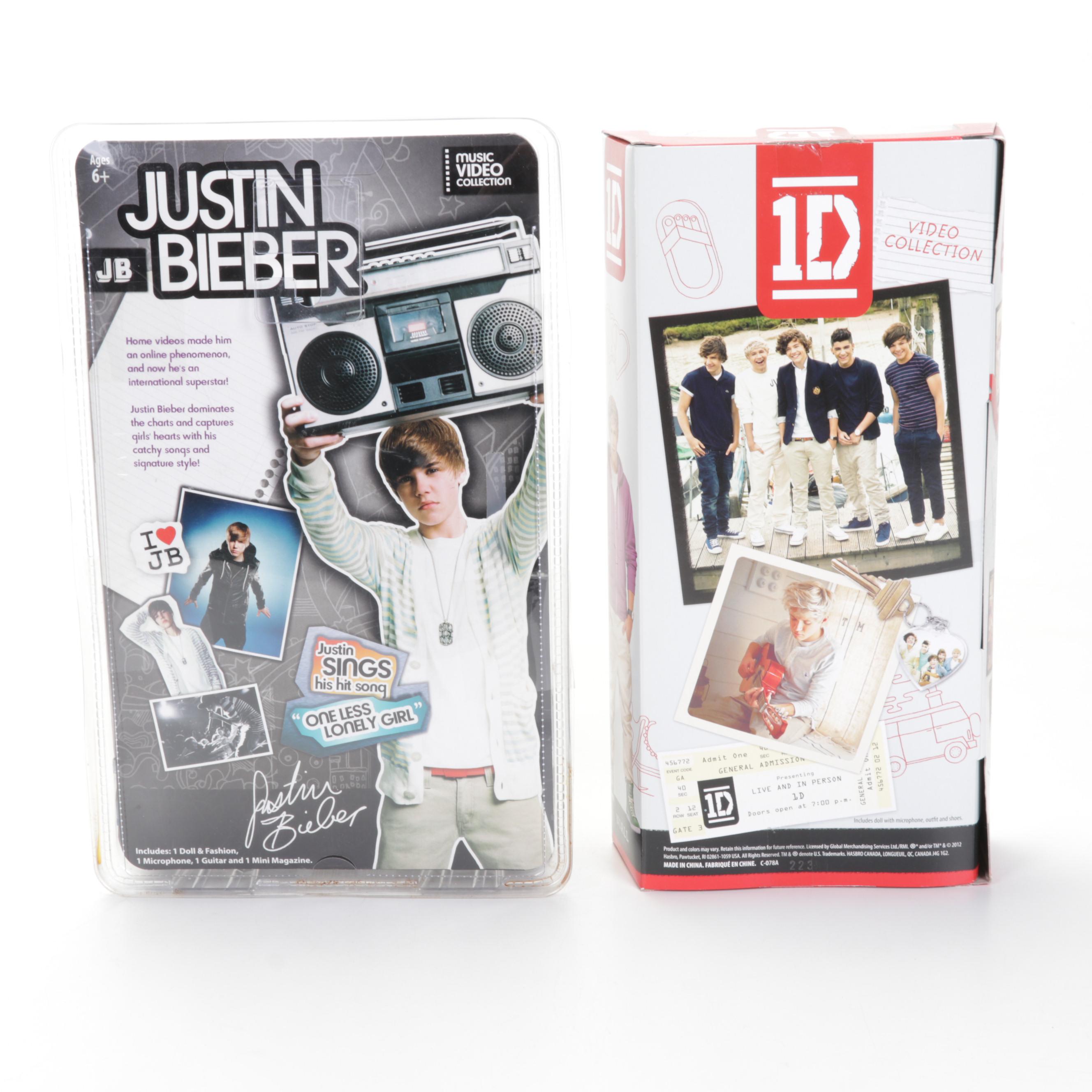 One Direction Collector Dolls and Books with Singing Justin Bieber Doll