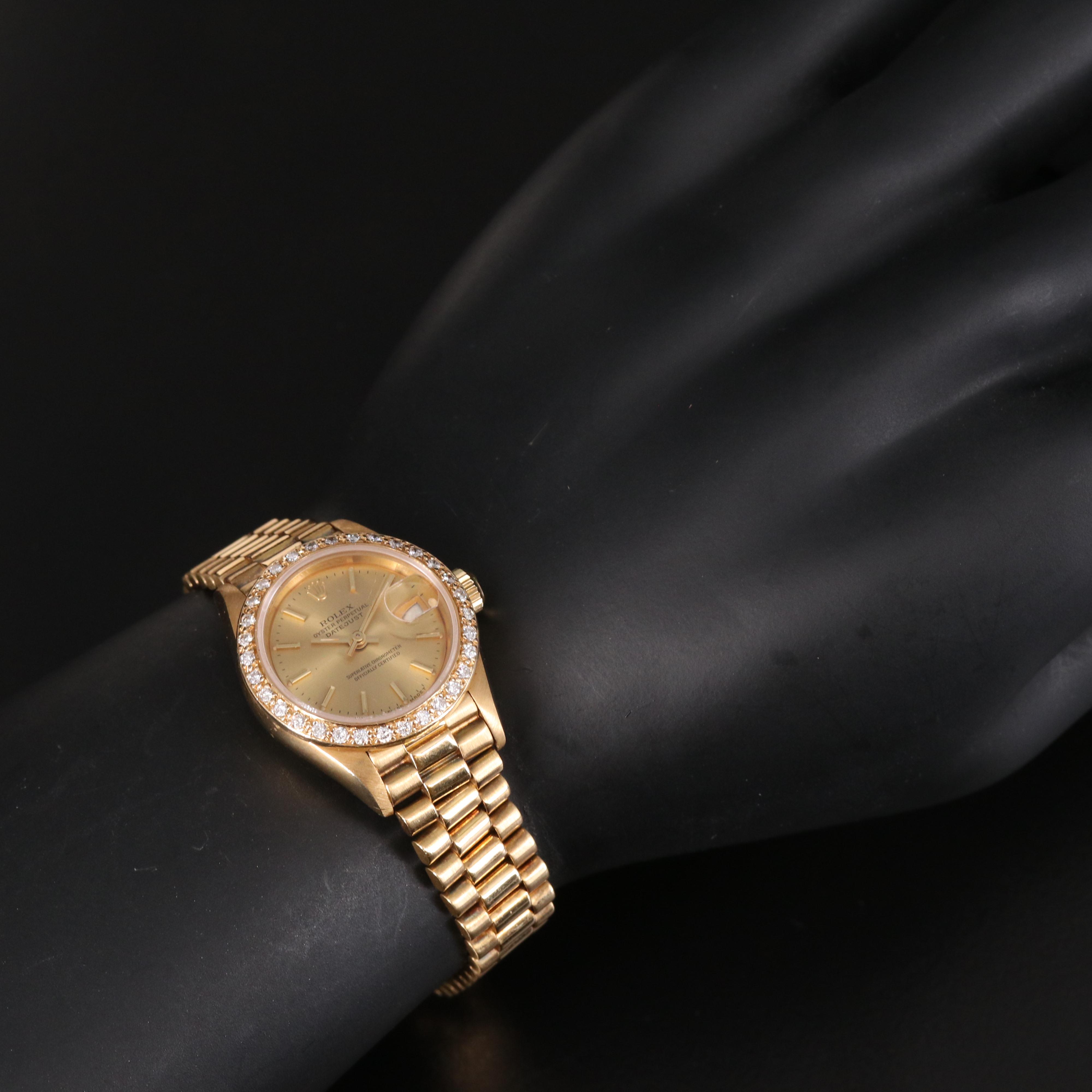 1985 Rolex Presidential Datejust Diamond Bezel and 18K Watch