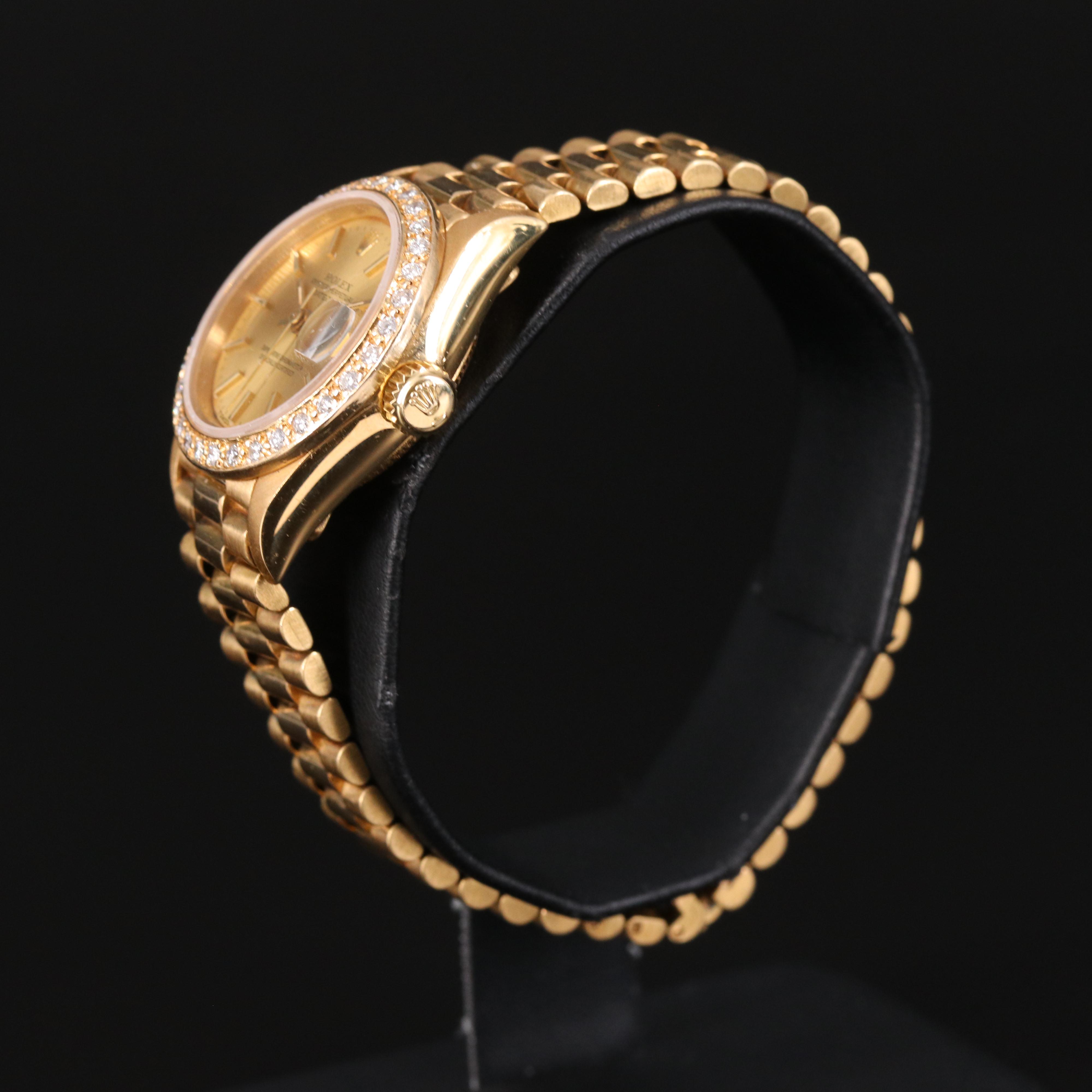 1985 Rolex Presidential Datejust Diamond Bezel and 18K Watch