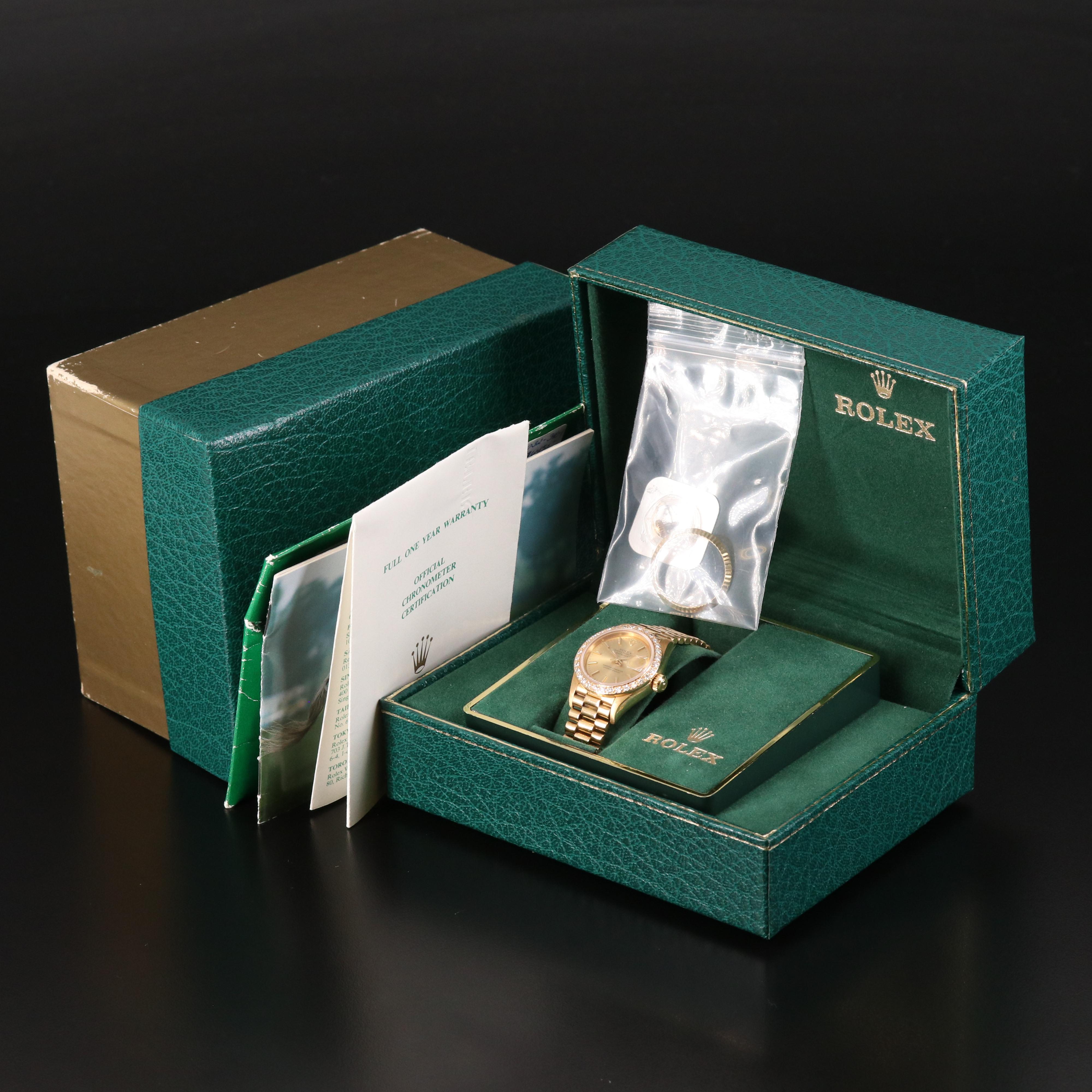 1985 Rolex Presidential Datejust Diamond Bezel and 18K Watch