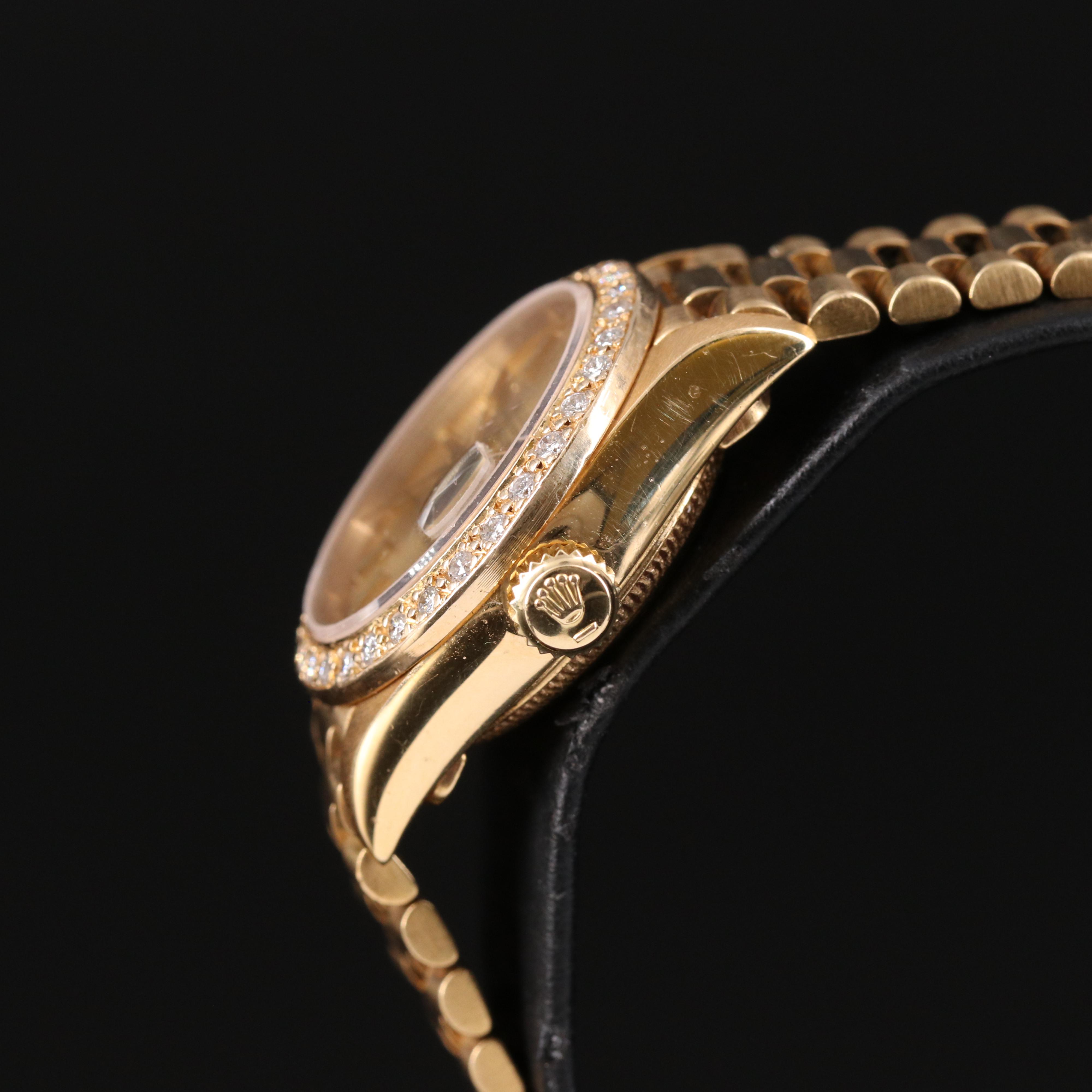 1985 Rolex Presidential Datejust Diamond Bezel and 18K Watch