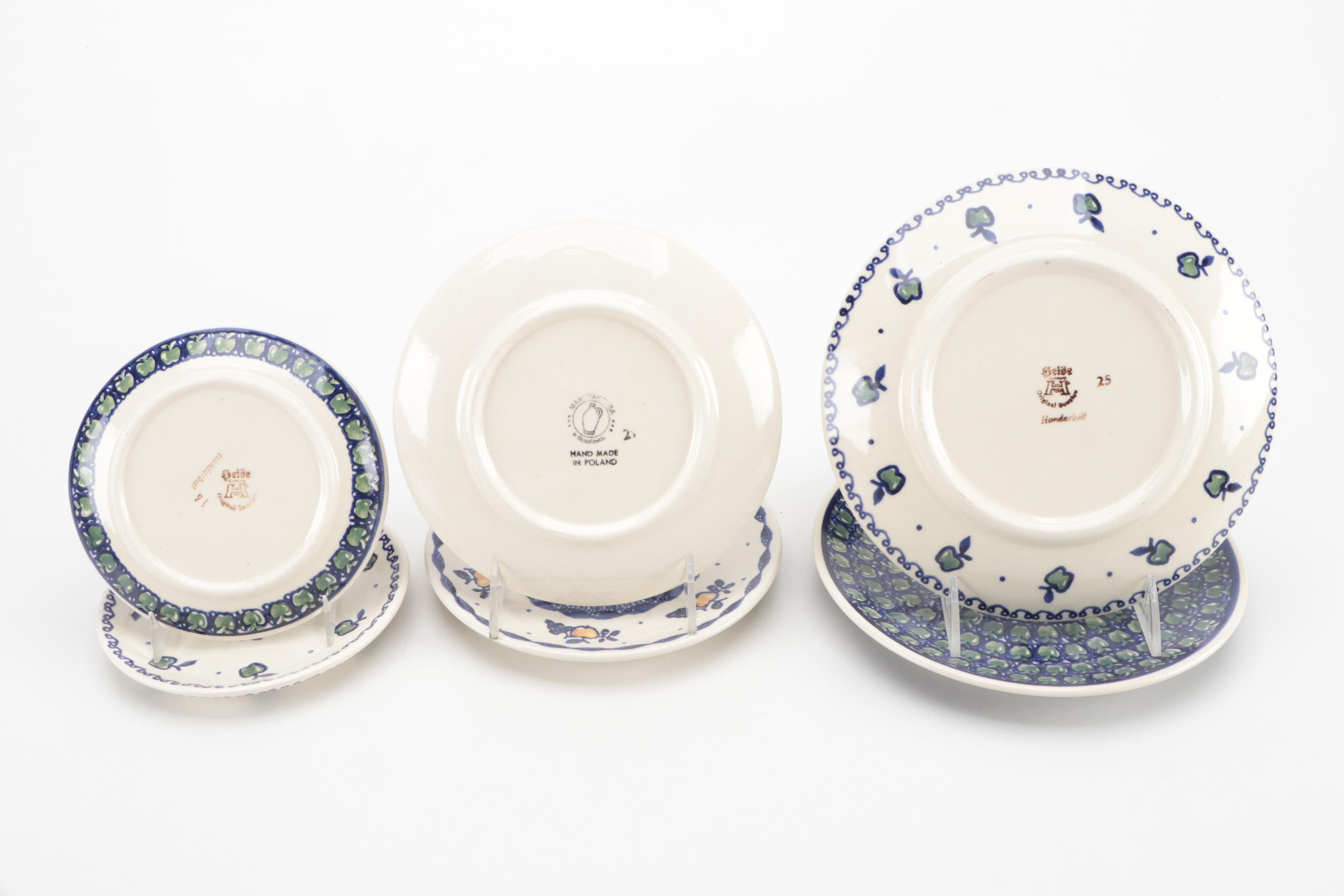 Bunzlauer and Boleslawiec Pottery Hand-Painted Dinnerware and Table Accessories