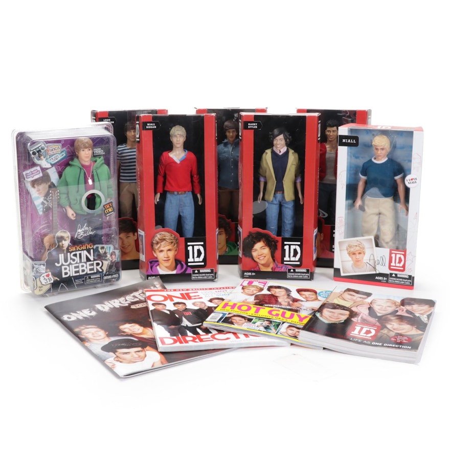 One Direction Collector Dolls and Books with Singing Justin Bieber Doll