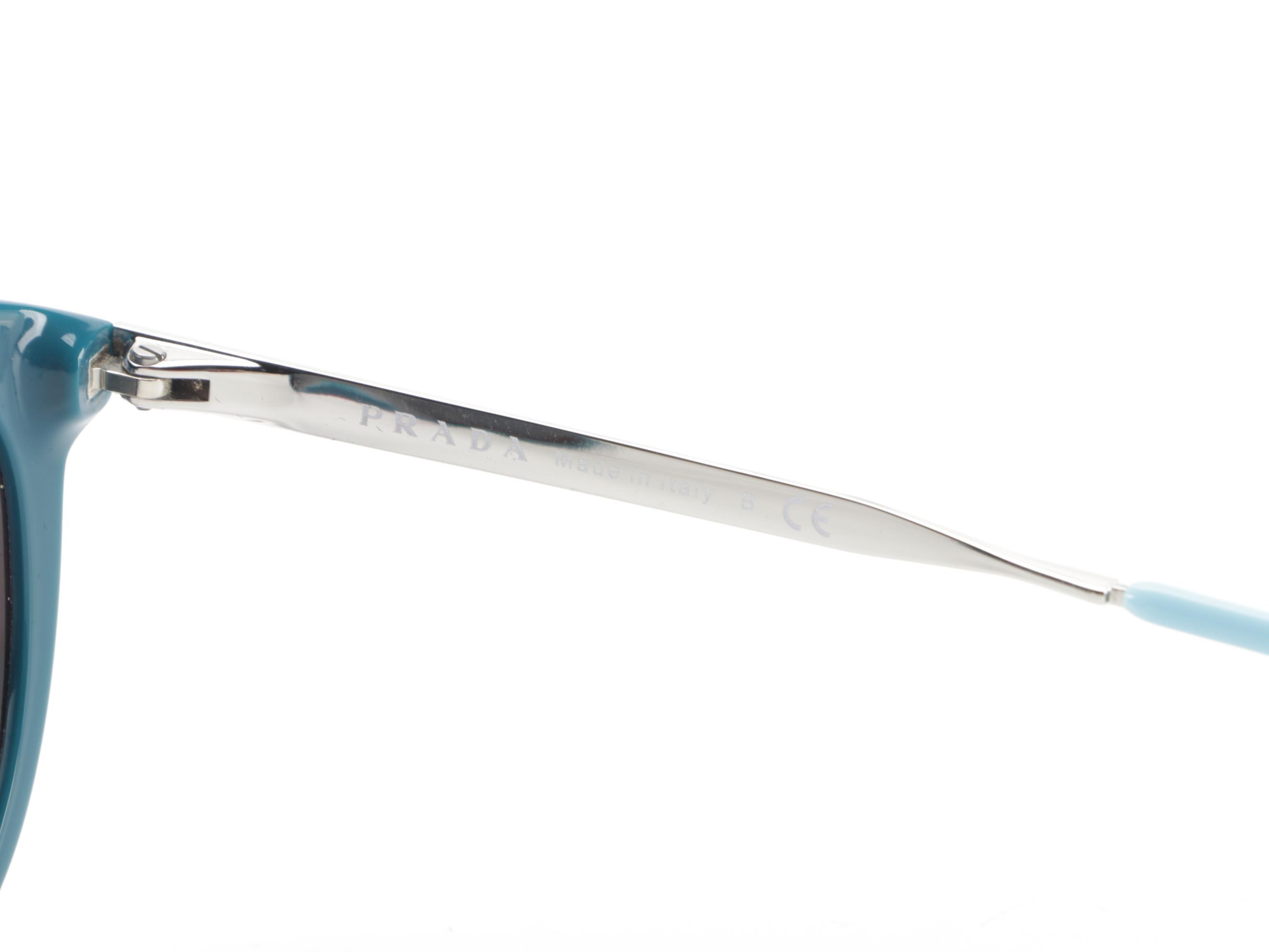 Prada SPR17S Horn-Rim Bicolor Red/Teal Sunglasses with Box and Case