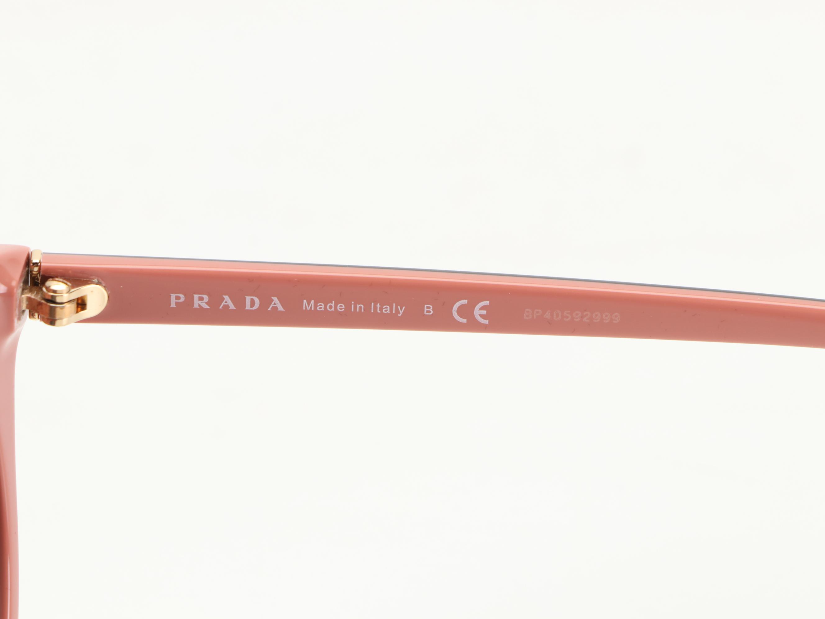 Prada SPR02XS-F Round Horn-Rim Black/Pink Sunglasses with Box and Case