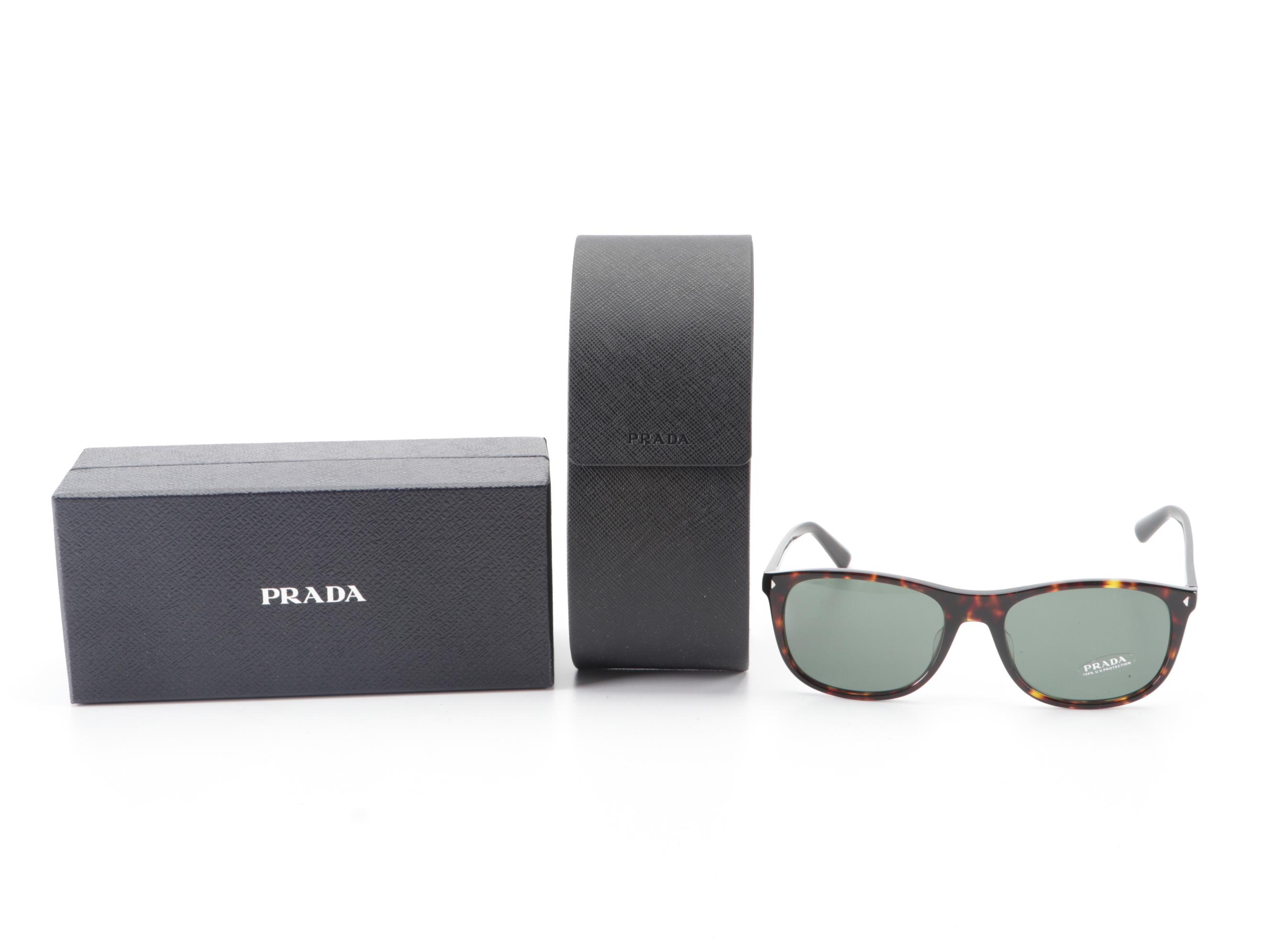 Prada SPR01R-F Dark Havana Browline Sunglasses with Box and Case
