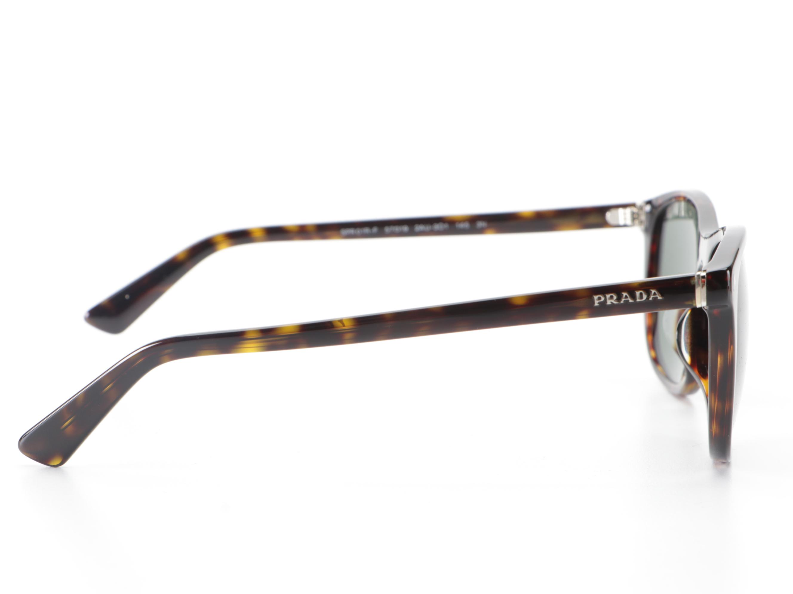 Prada SPR01R-F Dark Havana Browline Sunglasses with Box and Case