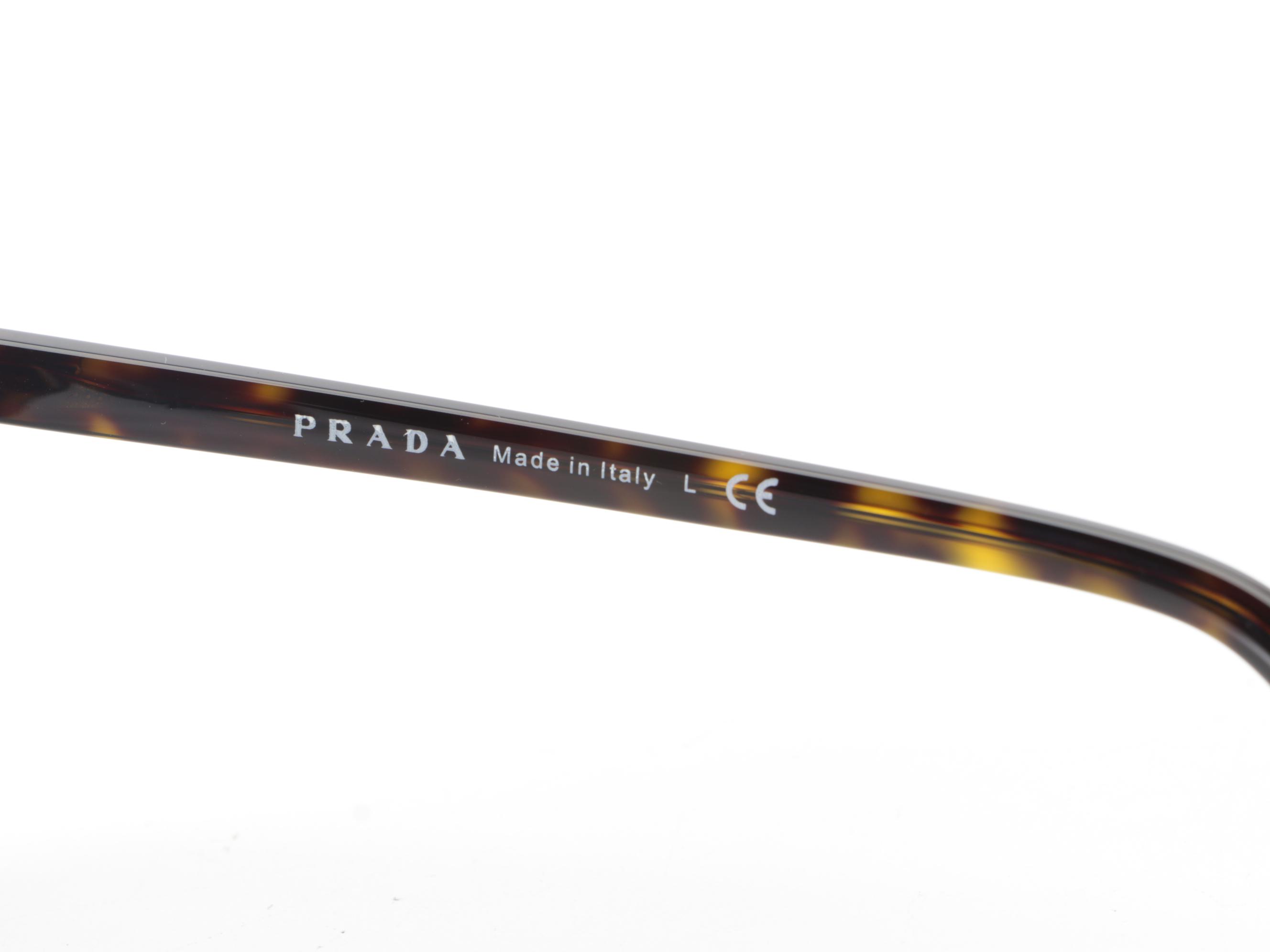 Prada SPR01R-F Dark Havana Browline Sunglasses with Box and Case