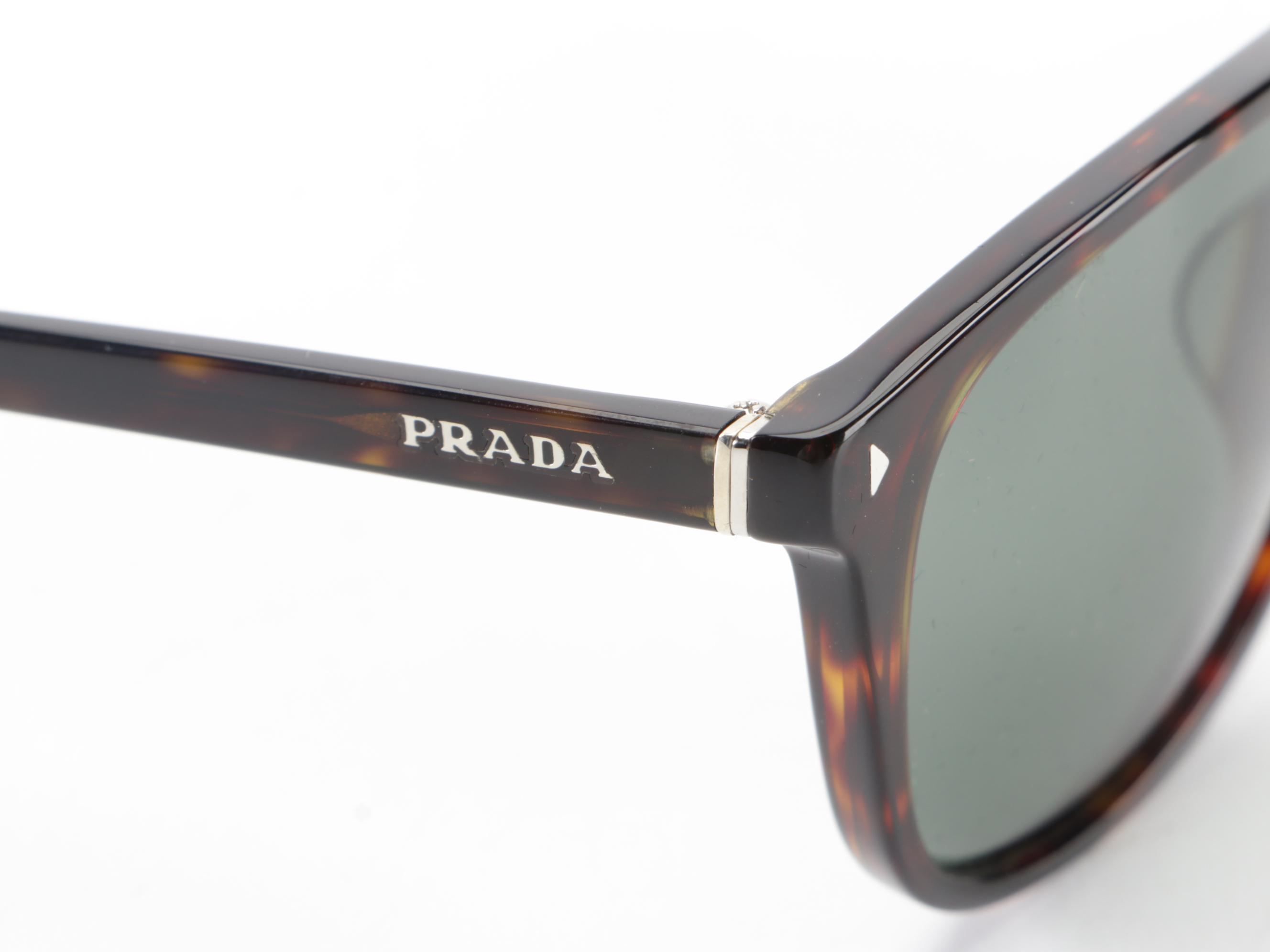 Prada SPR01R-F Dark Havana Browline Sunglasses with Box and Case