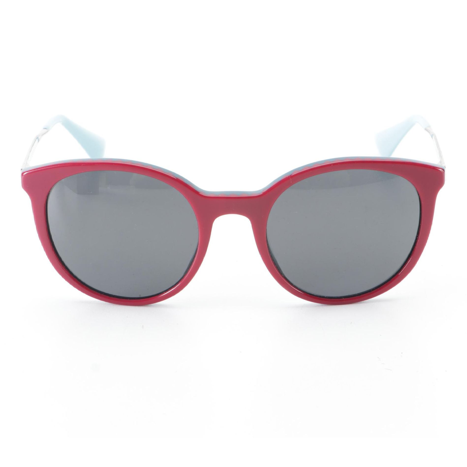 Prada SPR17S Horn-Rim Bicolor Red/Teal Sunglasses with Box and Case