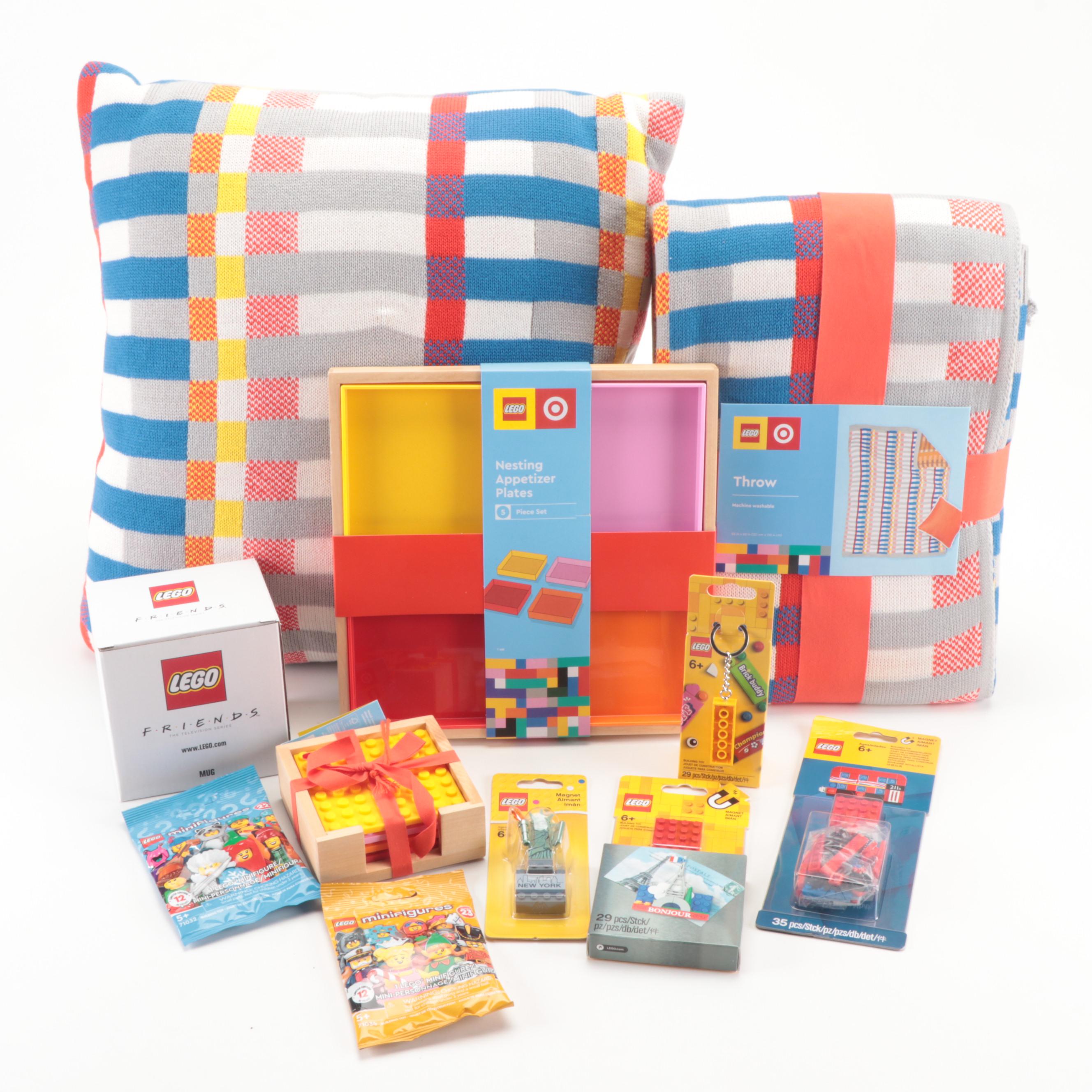 LEGO Throw, Pillow, Appetizer Plates, Coasters, Minifigures and More