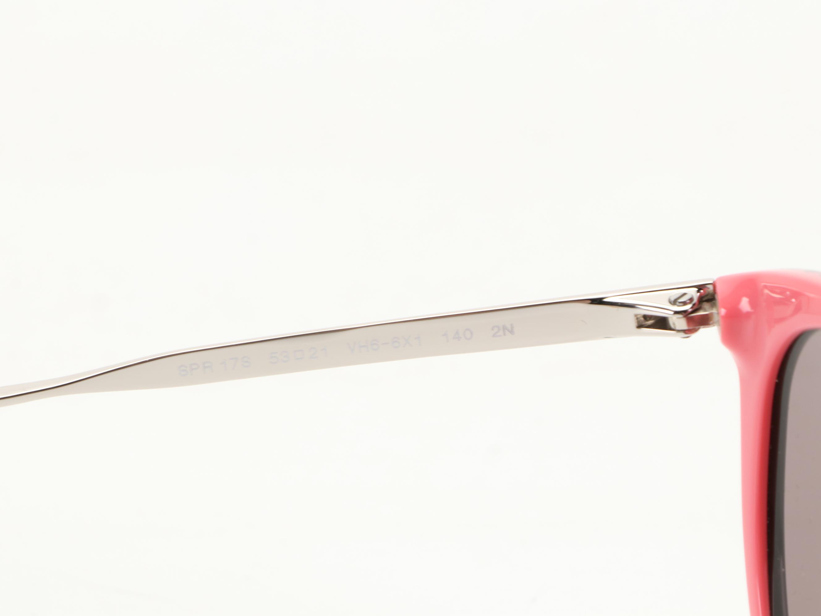 Prada SPR17S Round Horn-Rim Black/Pink Sunglasses with Box and Case