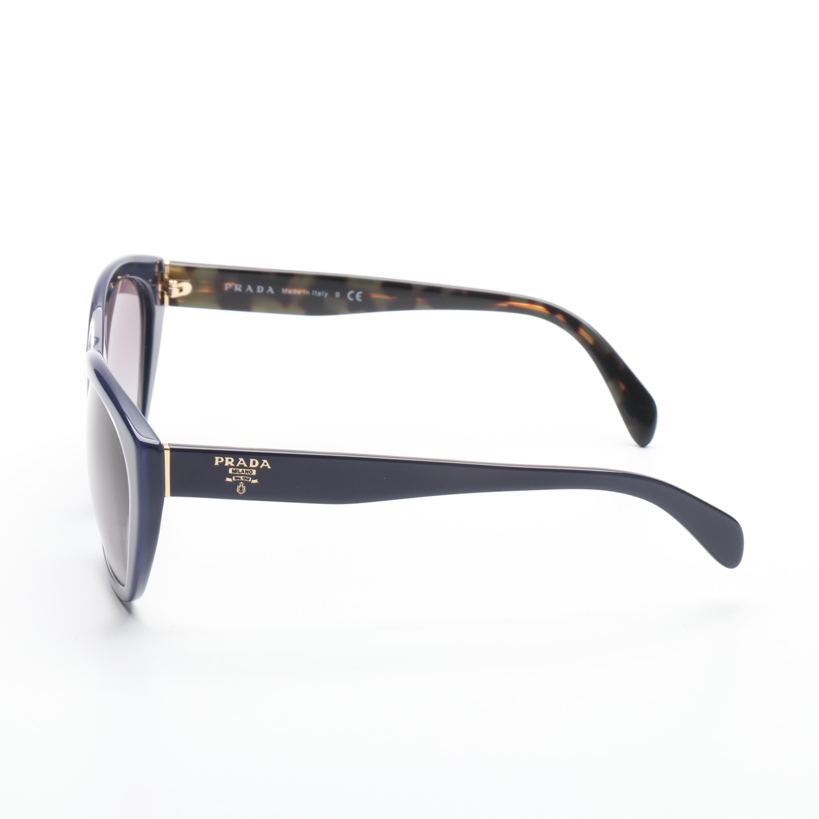 Prada SPR16X-F Blue Havana Square Sunglasses with Case