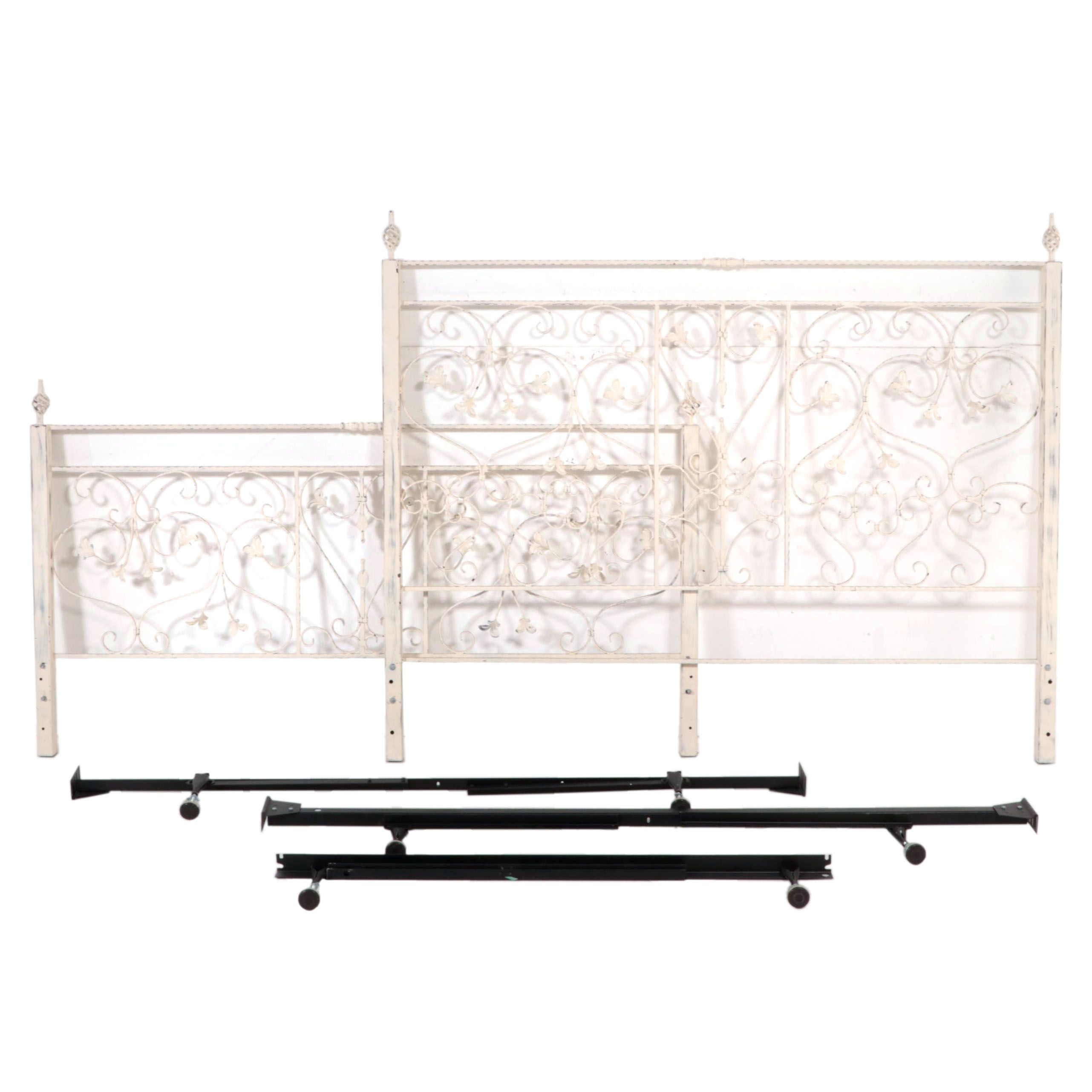 White-Painted Wrought Iron King Size Bed Frame