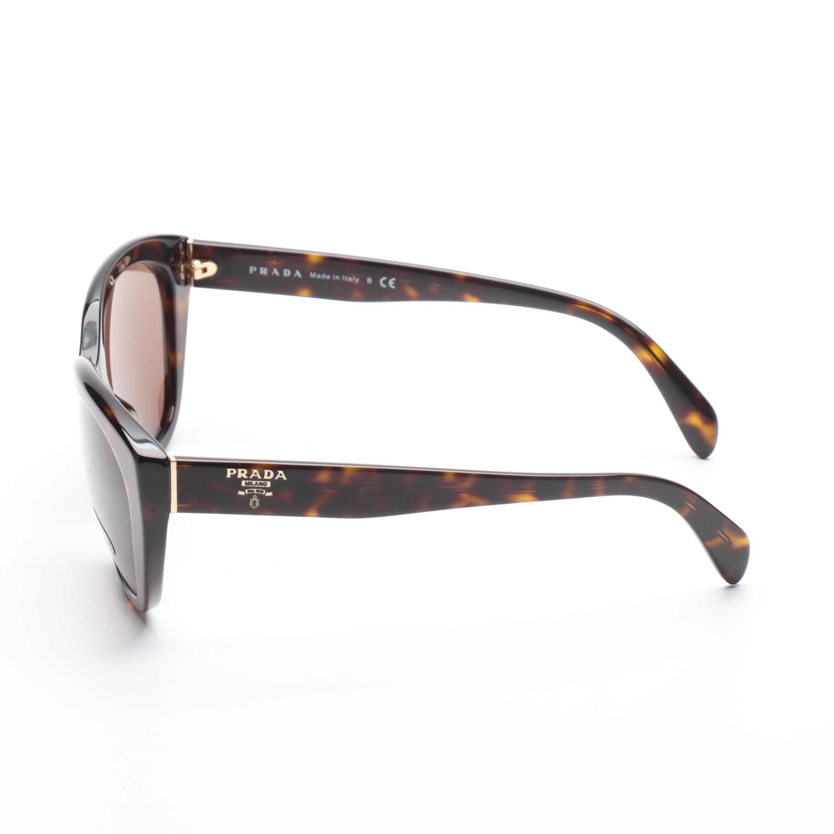 Prada SPR16X Havana Square Sunglasses with Case