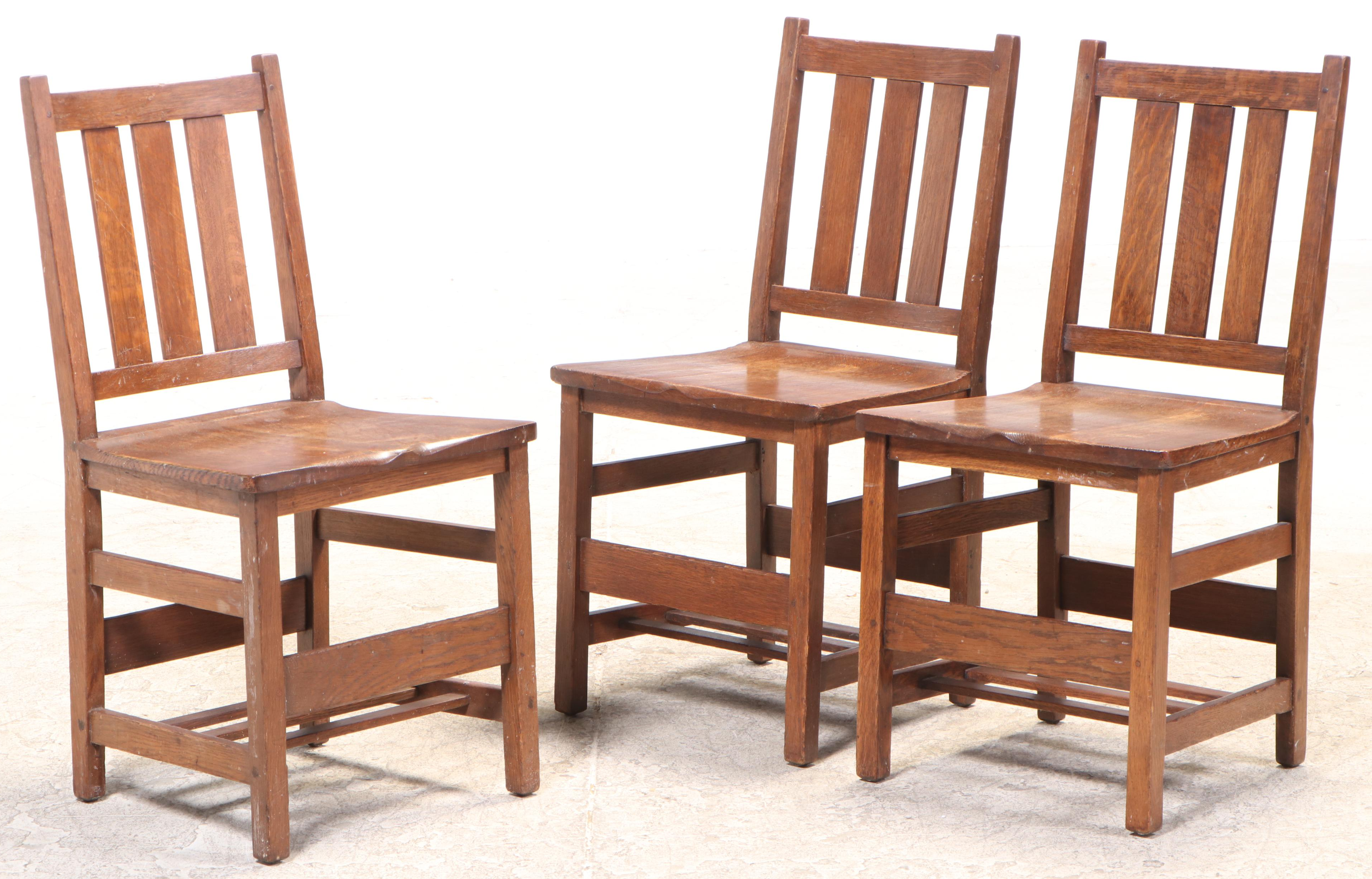Stickley Bros. "Quaint" Oak Dining Table w/ Three L. & J.G. Stickley Side Chairs