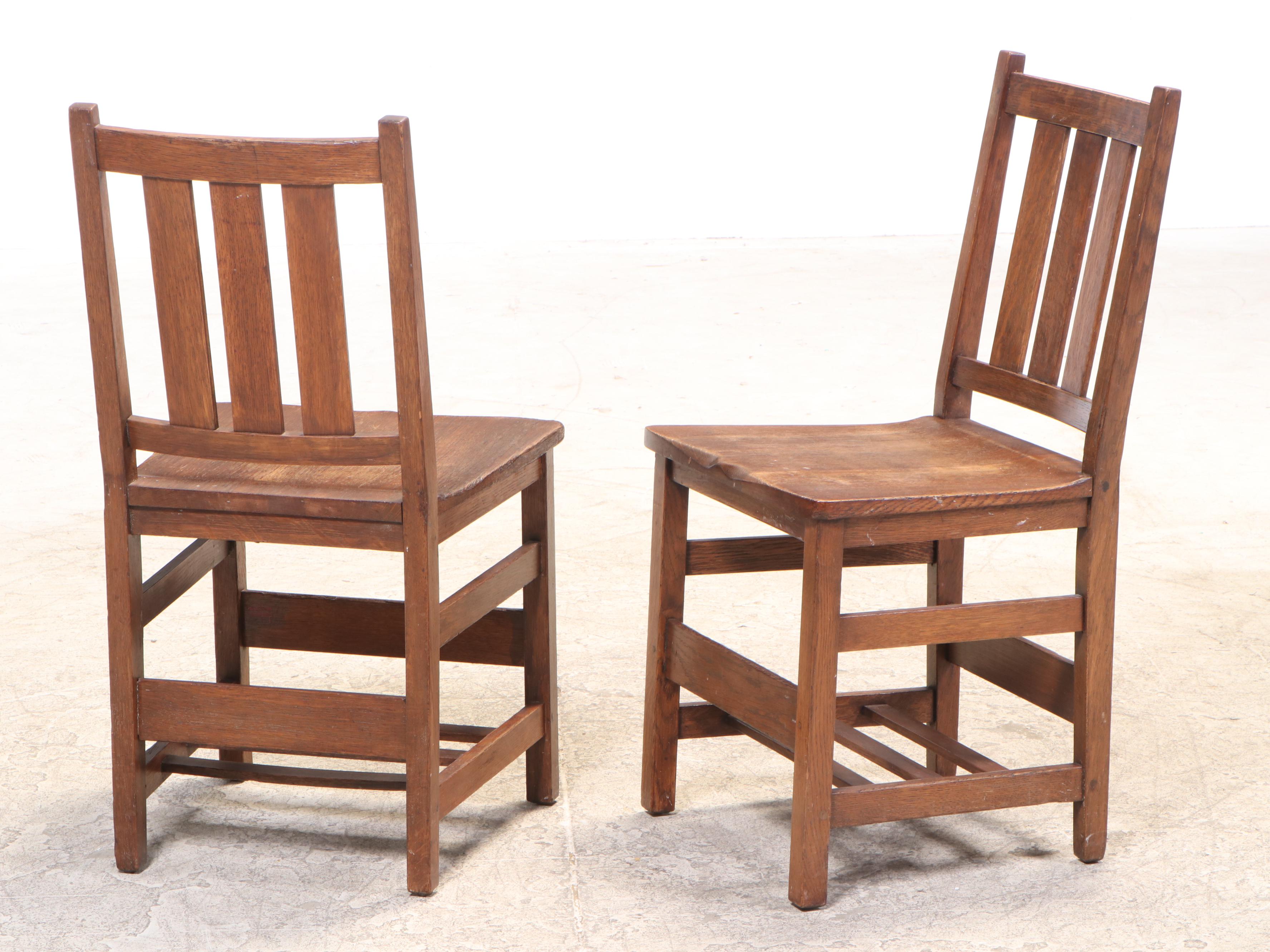 Stickley Bros. "Quaint" Oak Dining Table w/ Three L. & J.G. Stickley Side Chairs