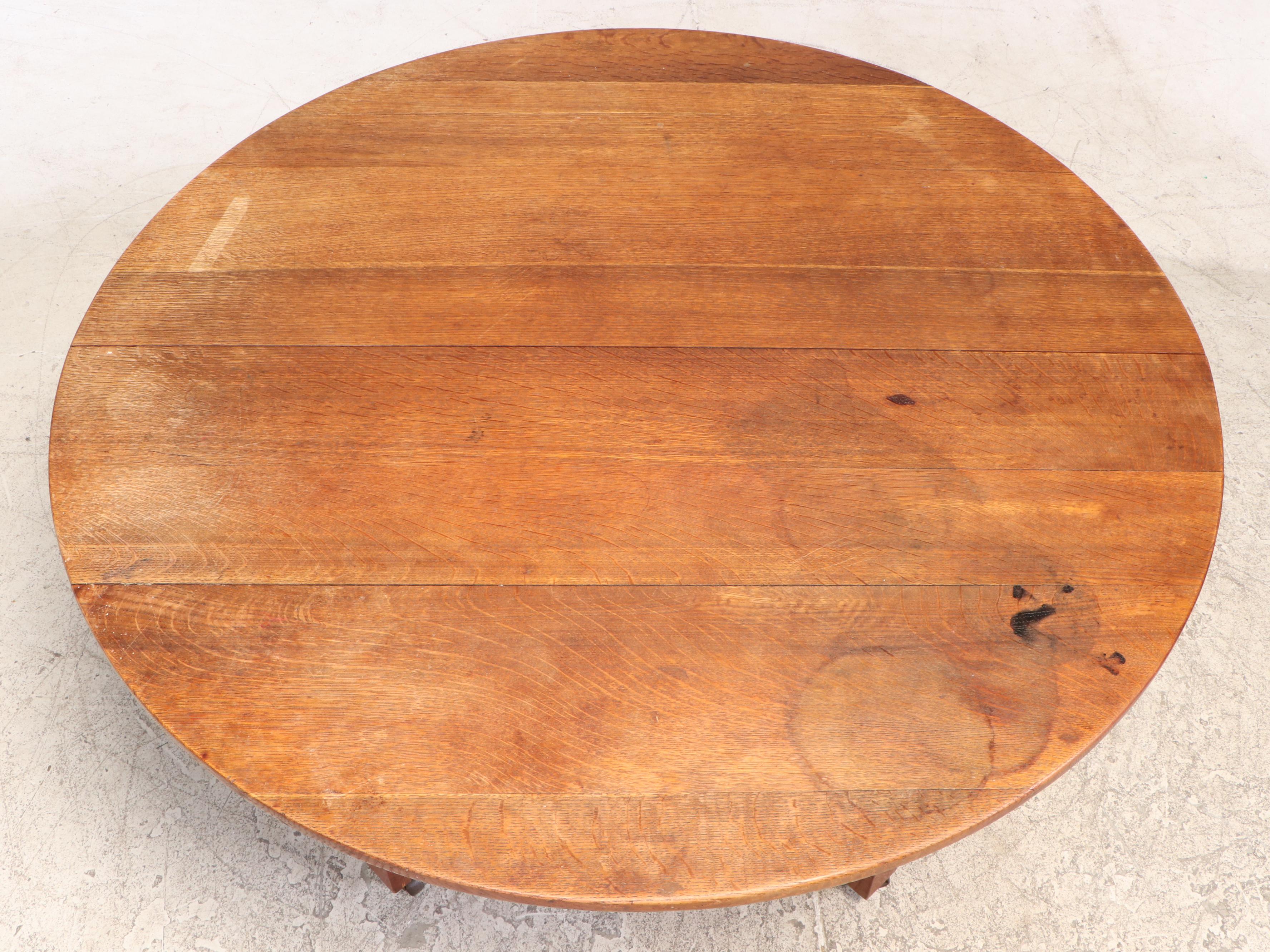 Stickley Bros. "Quaint" Oak Dining Table w/ Three L. & J.G. Stickley Side Chairs