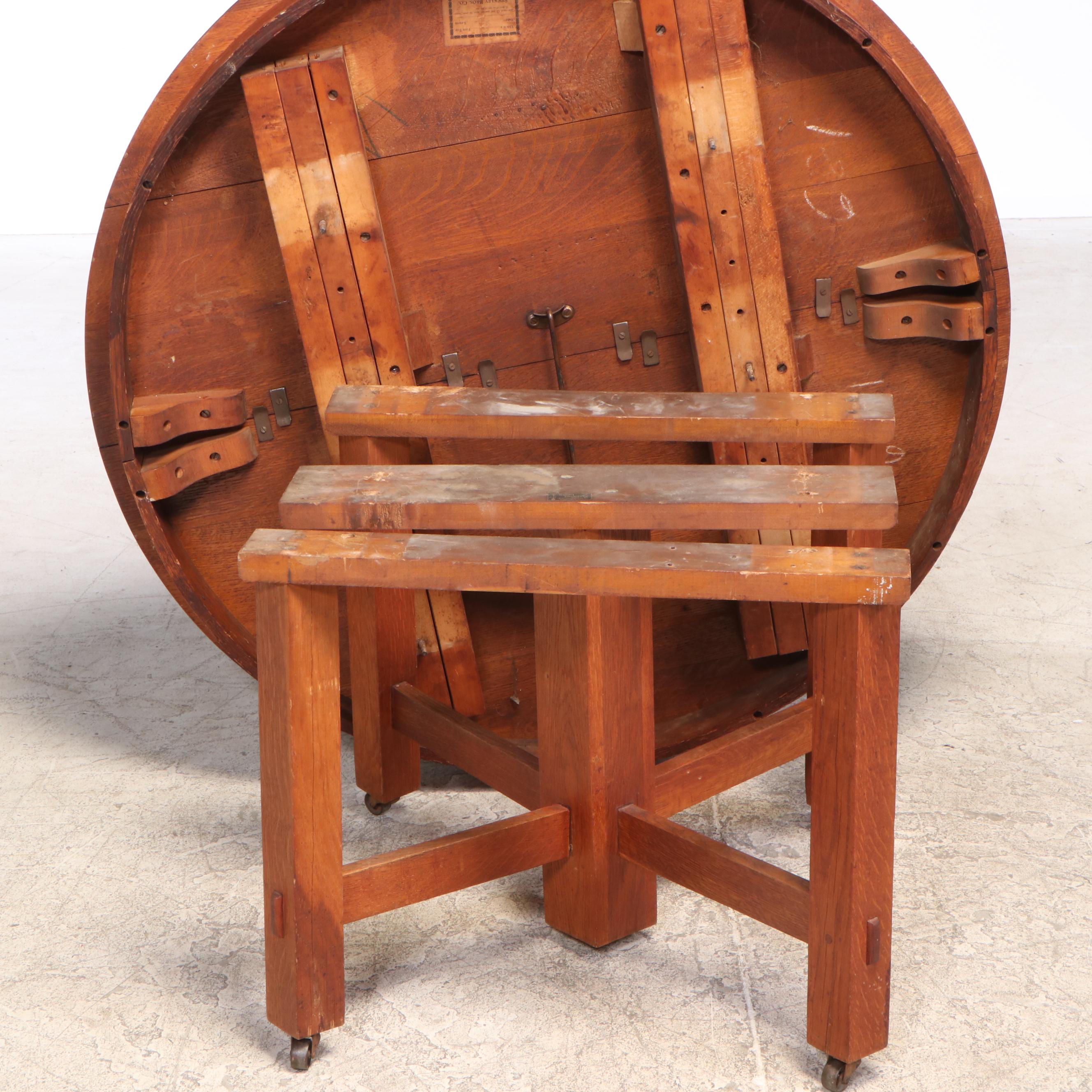 Stickley Bros. "Quaint" Oak Dining Table w/ Three L. & J.G. Stickley Side Chairs