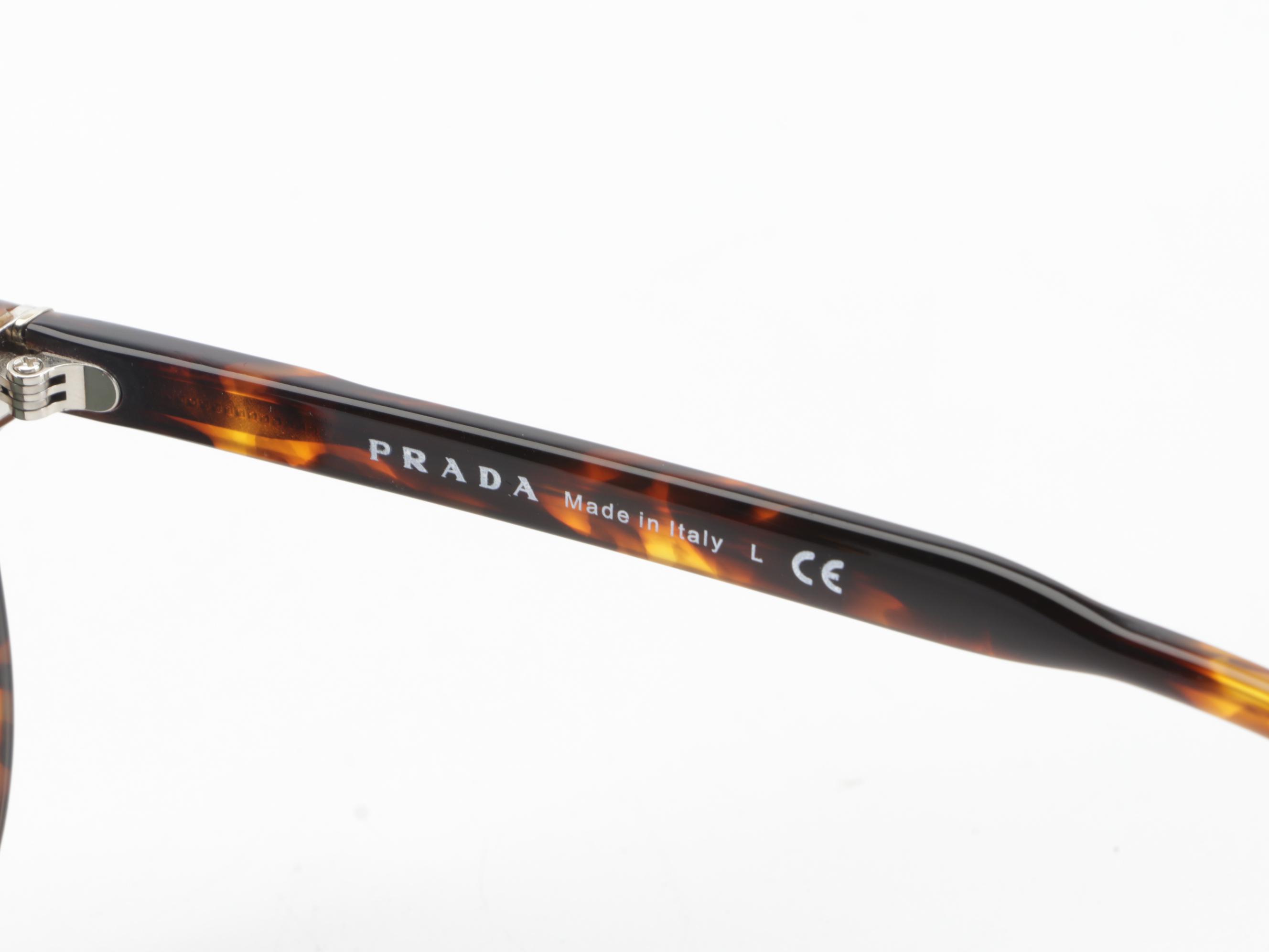 Prada SPR 06T Round Sunglasses in Tortoise Acetate with Case and Box