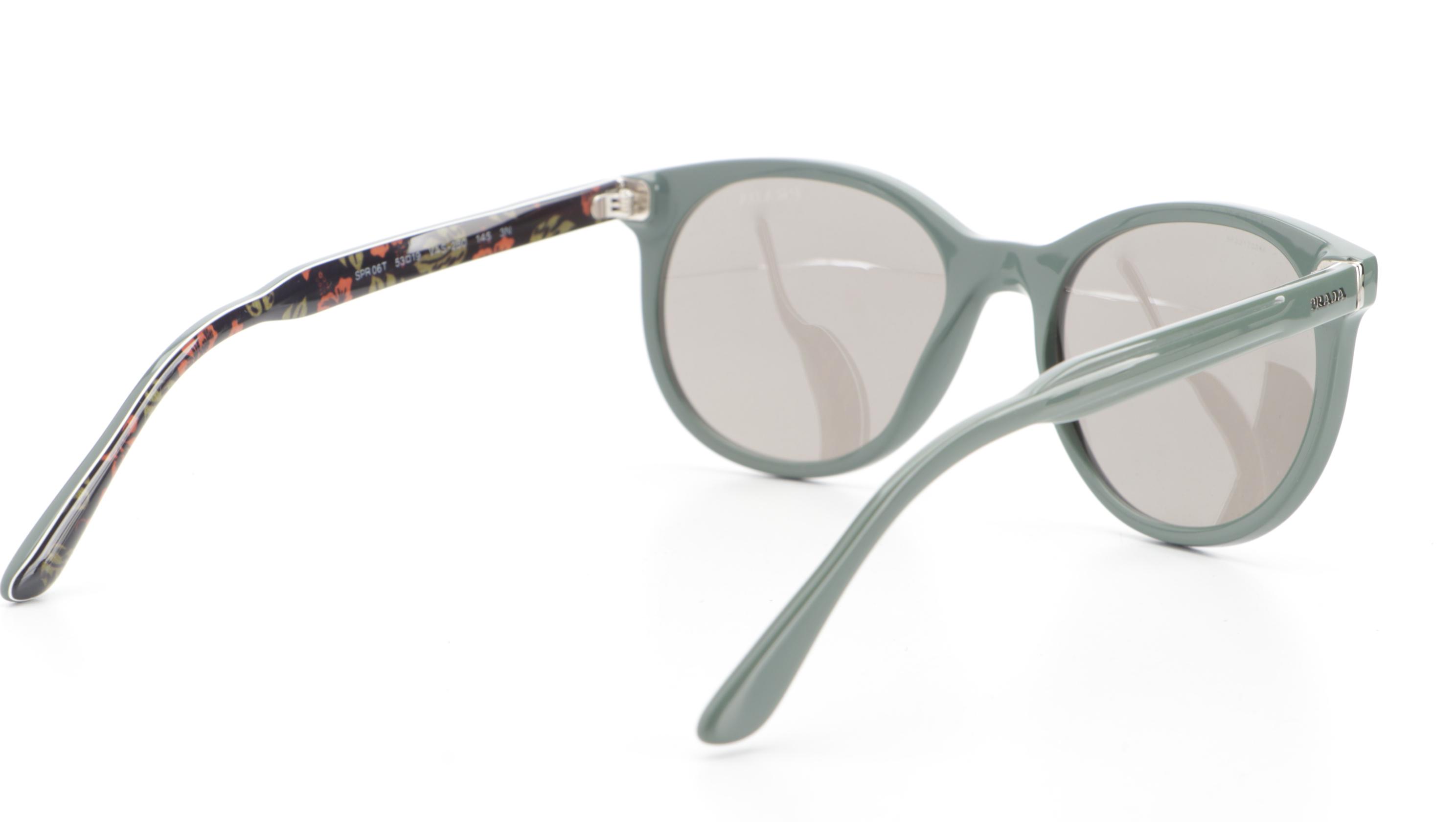 Prada SPR 06T Round Sunglasses in Solid Acetate with Case and Box