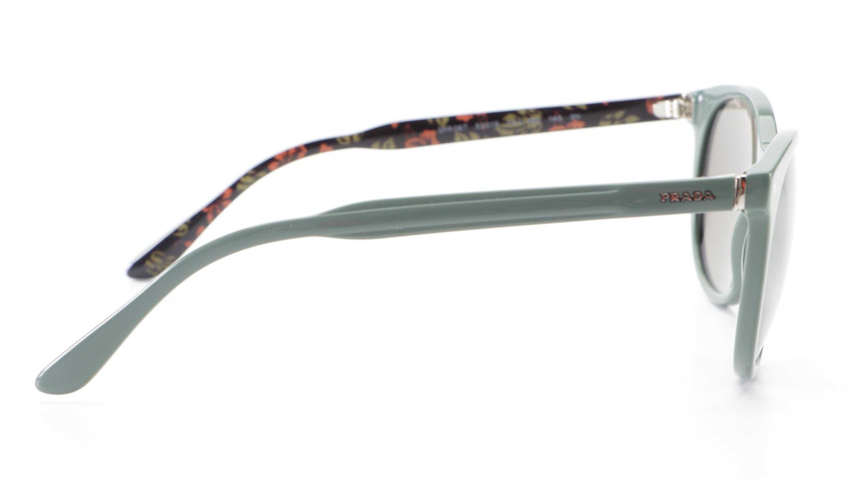 Prada SPR 06T Round Sunglasses in Solid Acetate with Case and Box