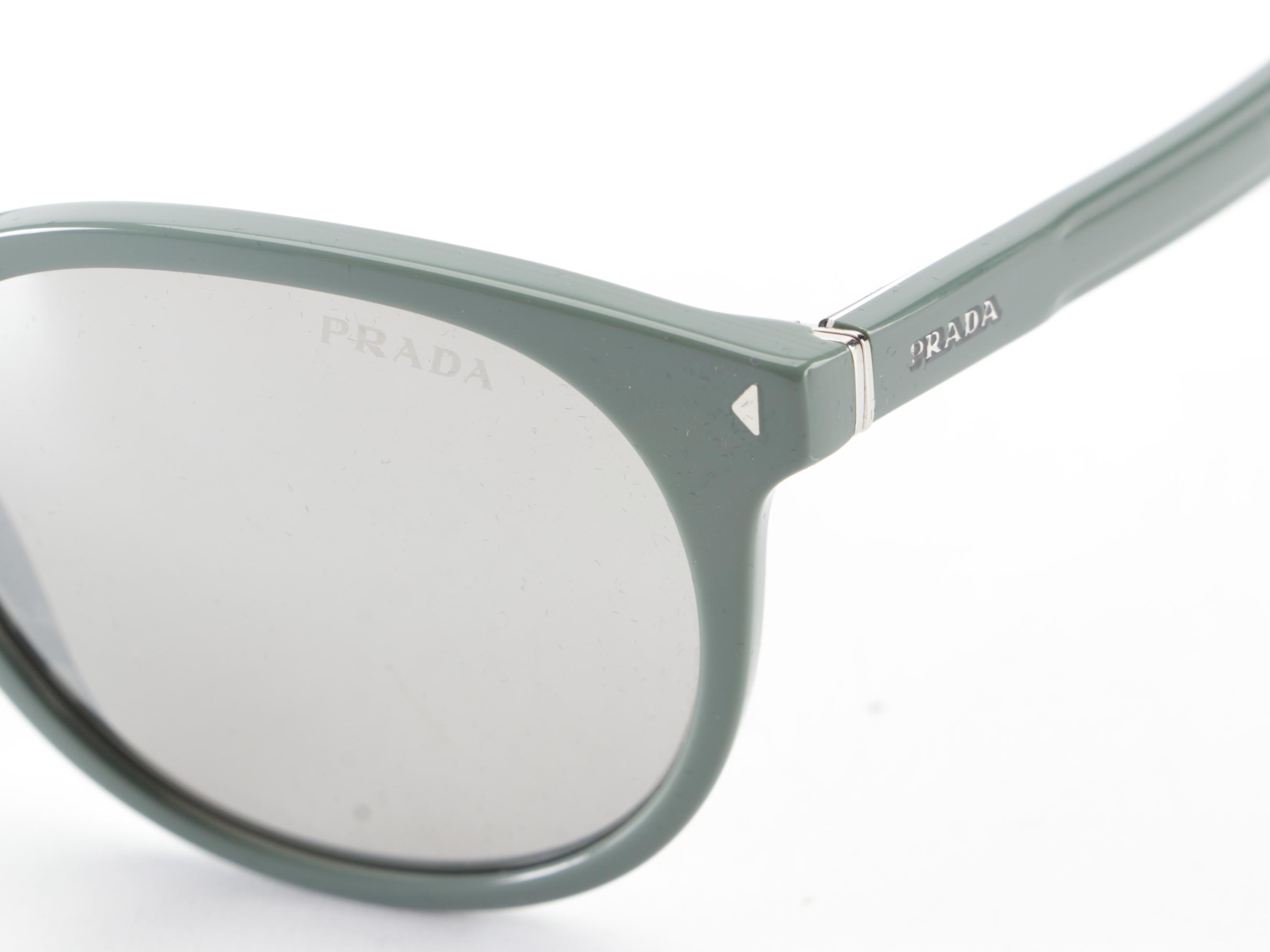 Prada SPR 06T Round Sunglasses in Solid Acetate with Case and Box