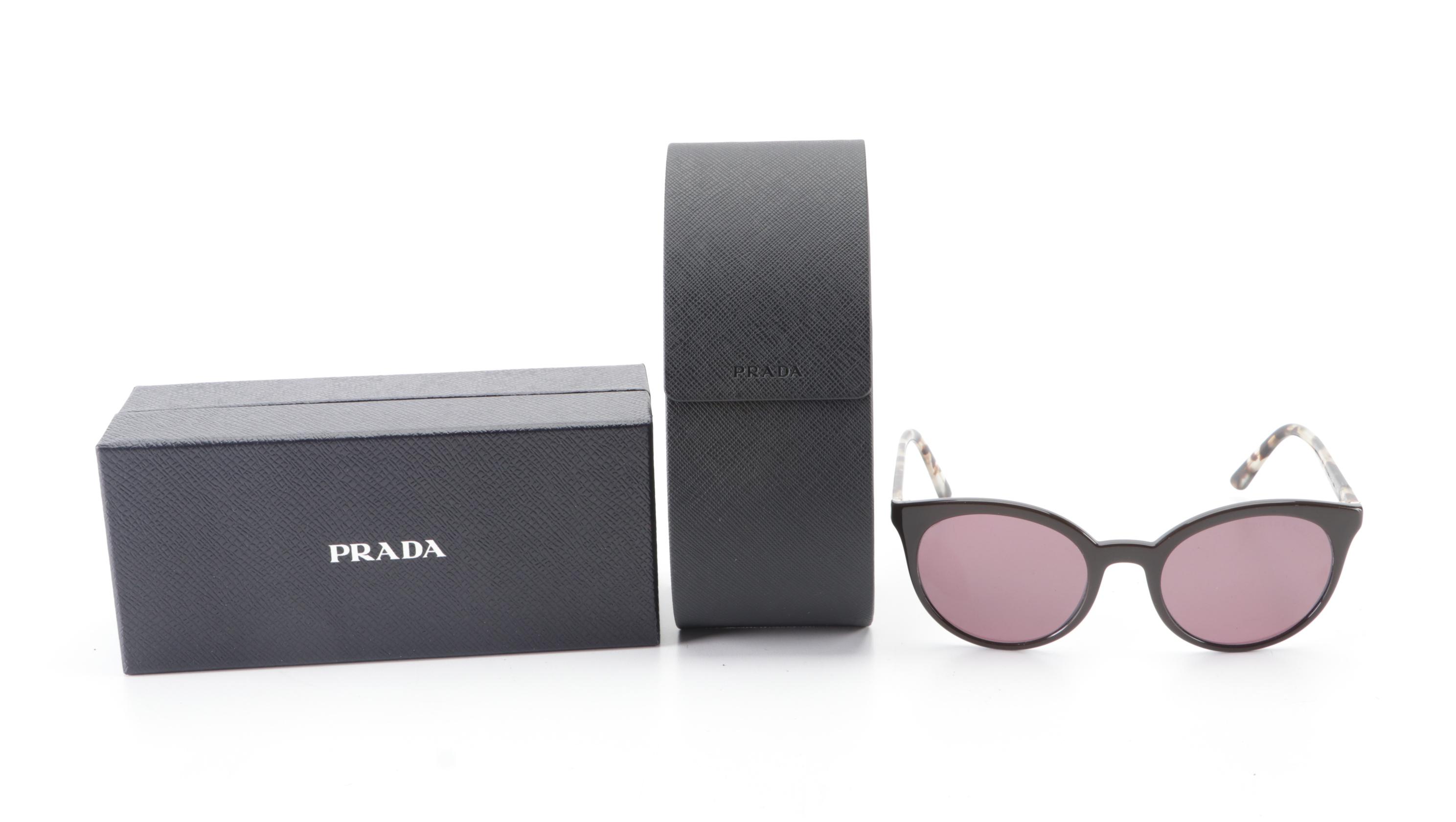 Prada SPR02X Round Polarized Sunglasses with Case and Box