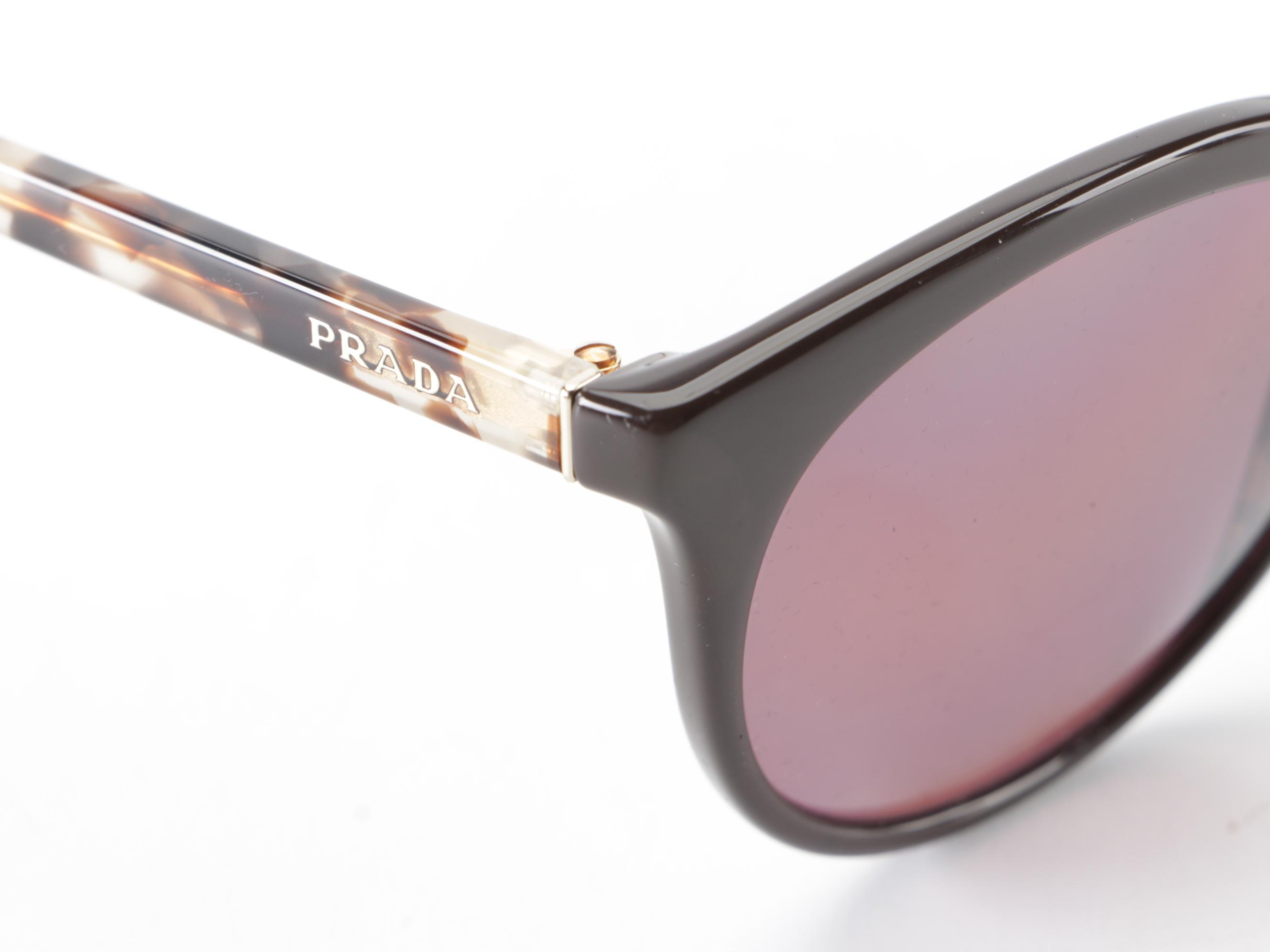 Prada SPR02X Round Polarized Sunglasses with Case and Box