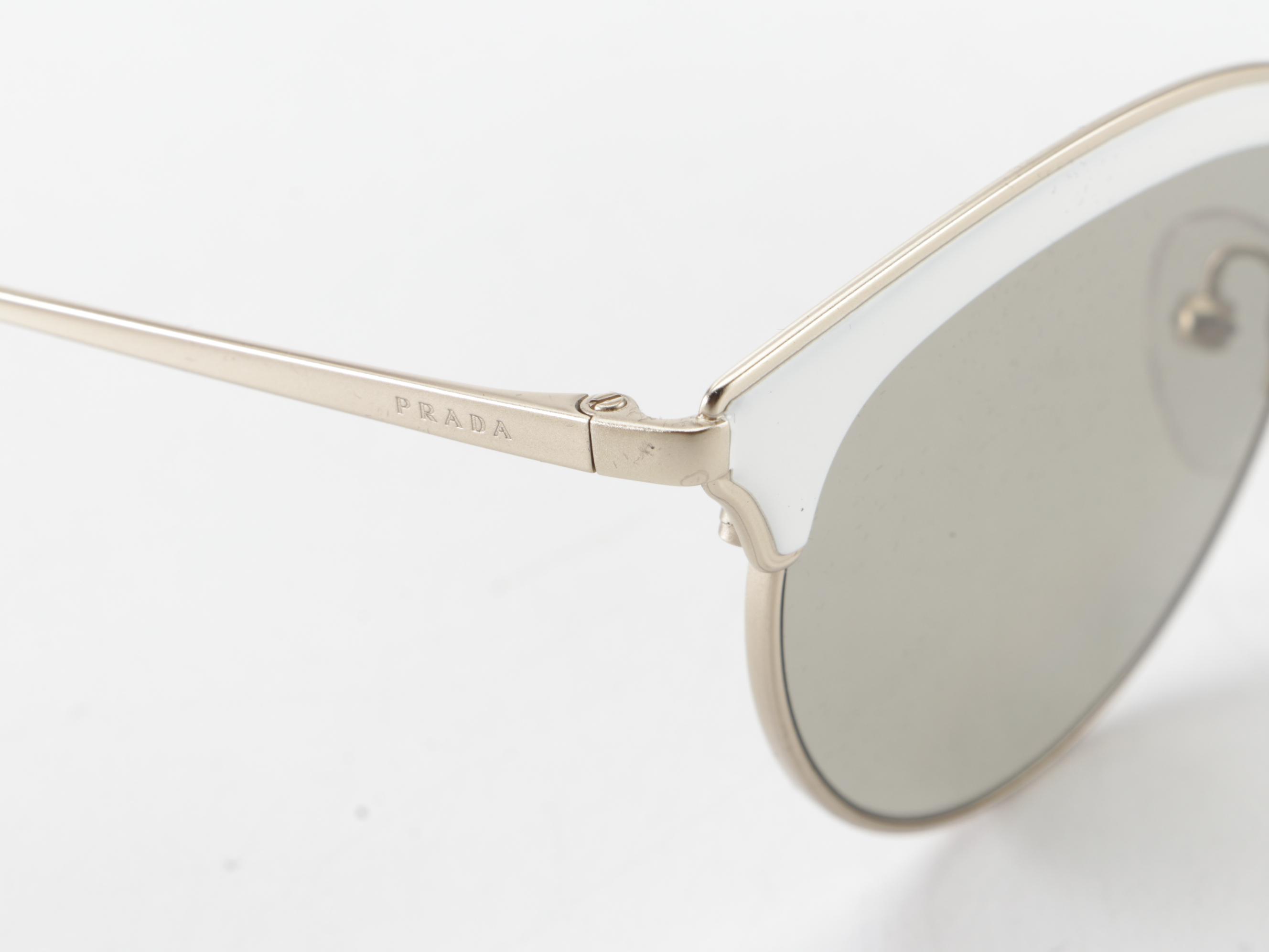 Prada SPR60V Cat Eye Sunglasses in Matte Finish Metal with Case and Box