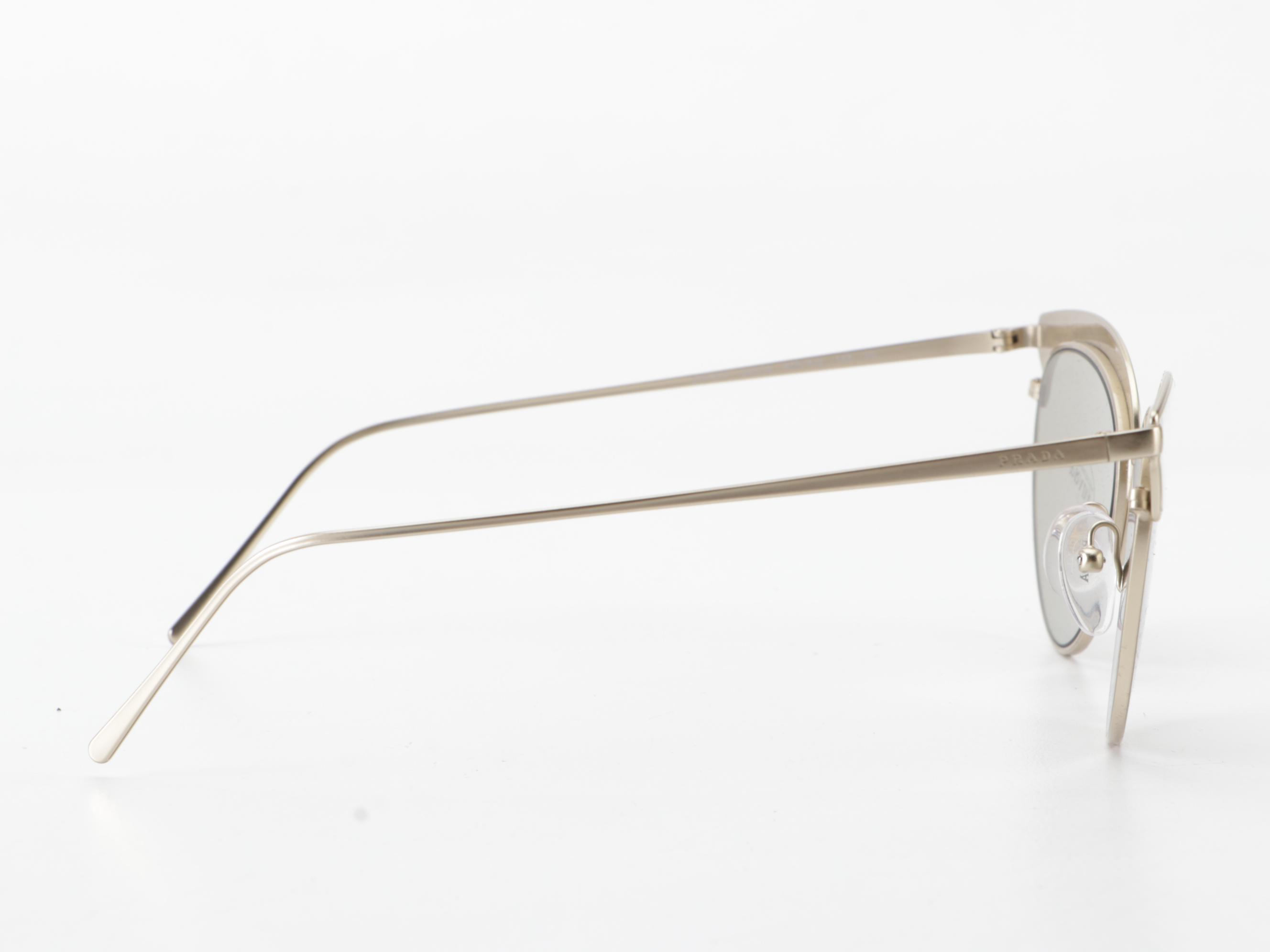 Prada SPR60V Cat Eye Sunglasses in Matte Finish Metal with Case and Box