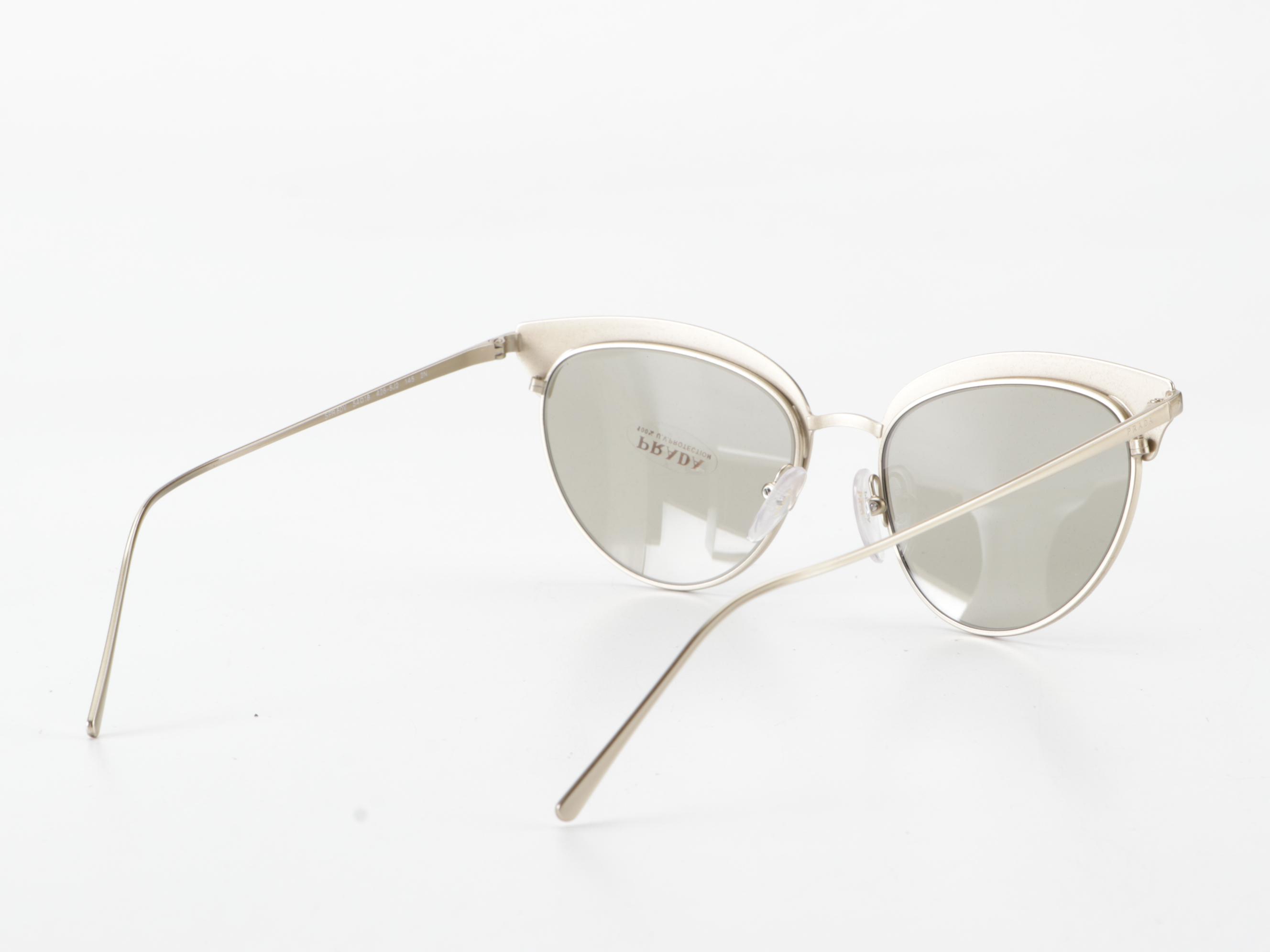 Prada SPR60V Cat Eye Sunglasses in Matte Finish Metal with Case and Box