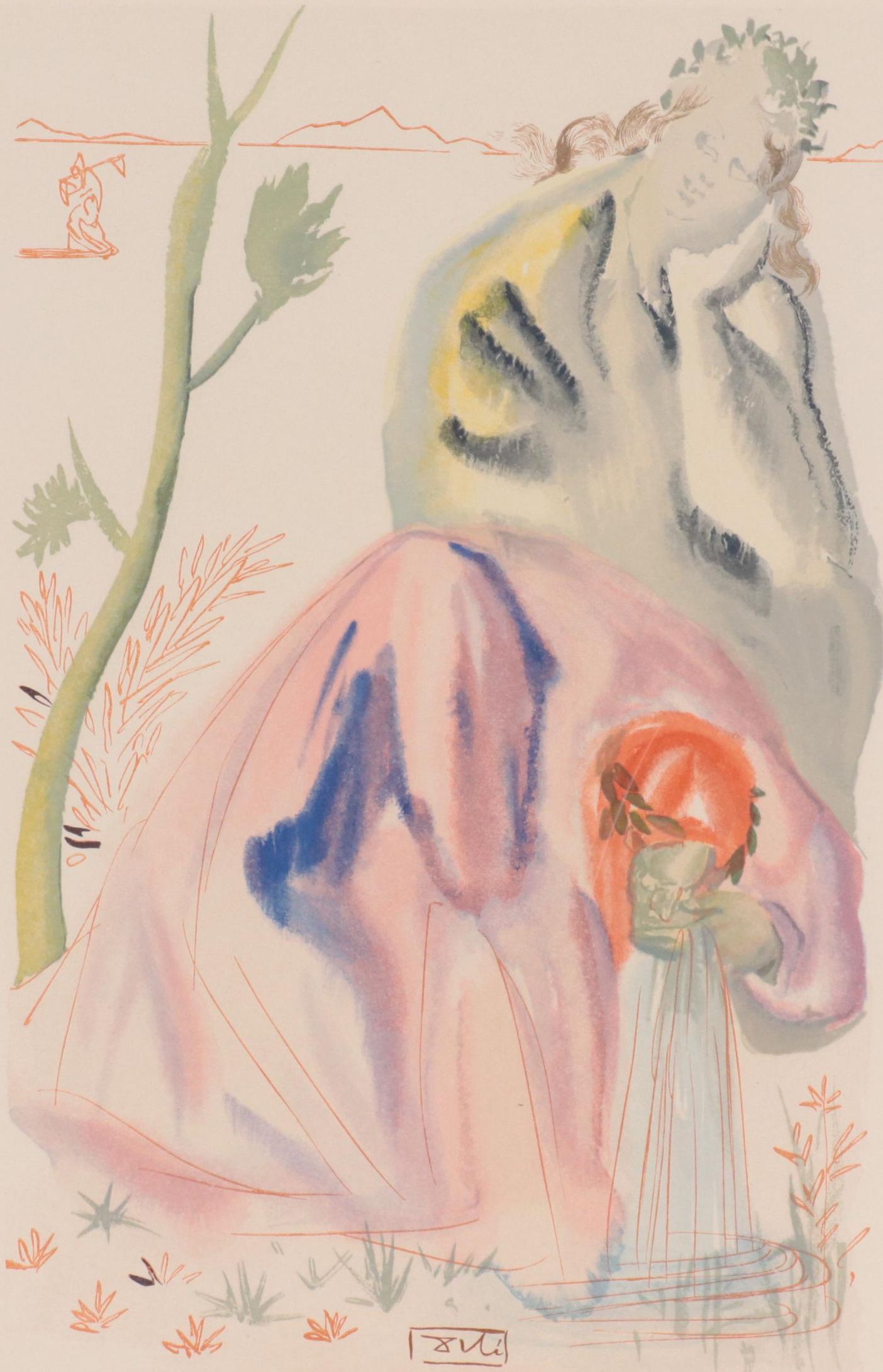 Salvador Dalí Wood Engraving "La source"