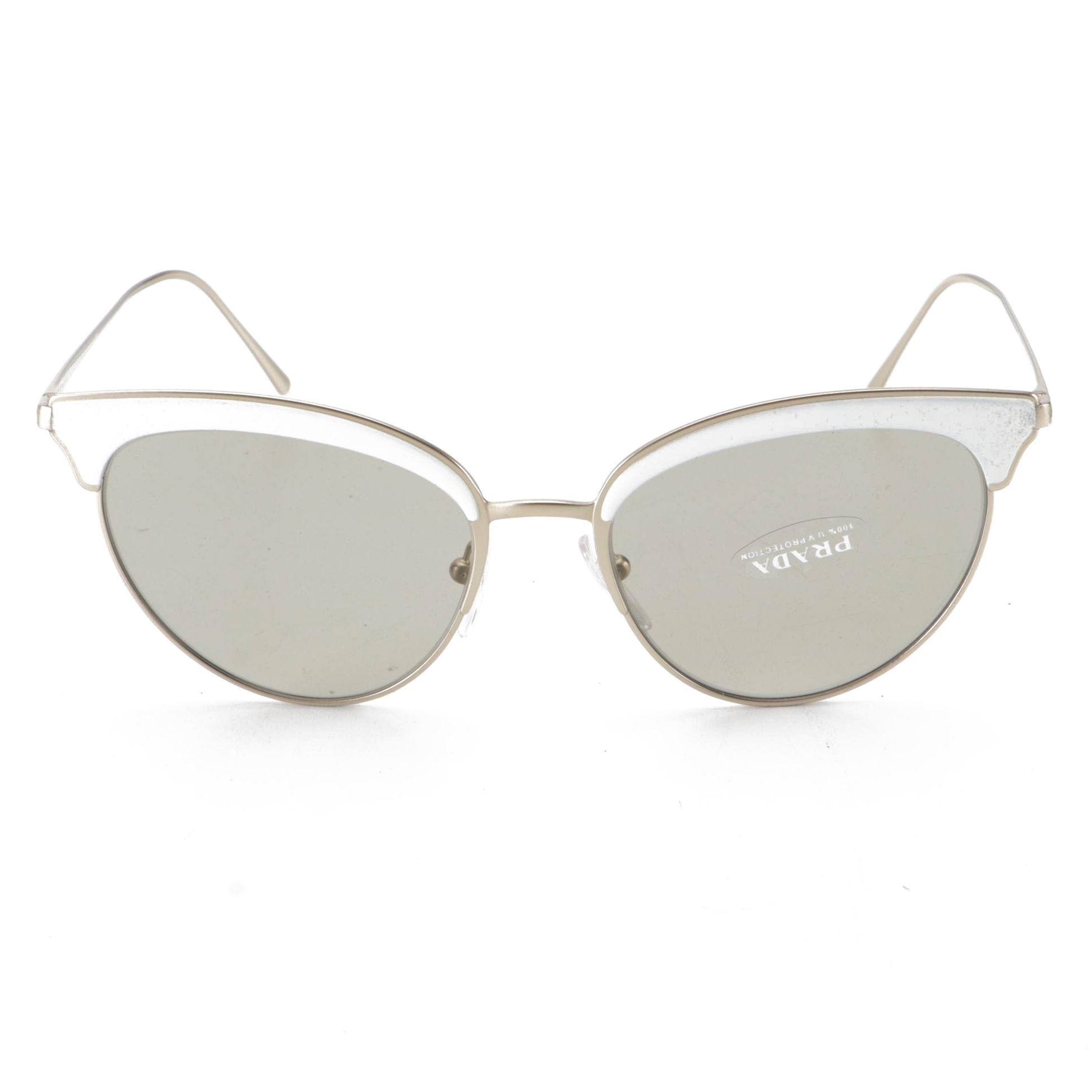 Prada SPR60V Cat Eye Sunglasses in Matte Finish Metal with Case and Box