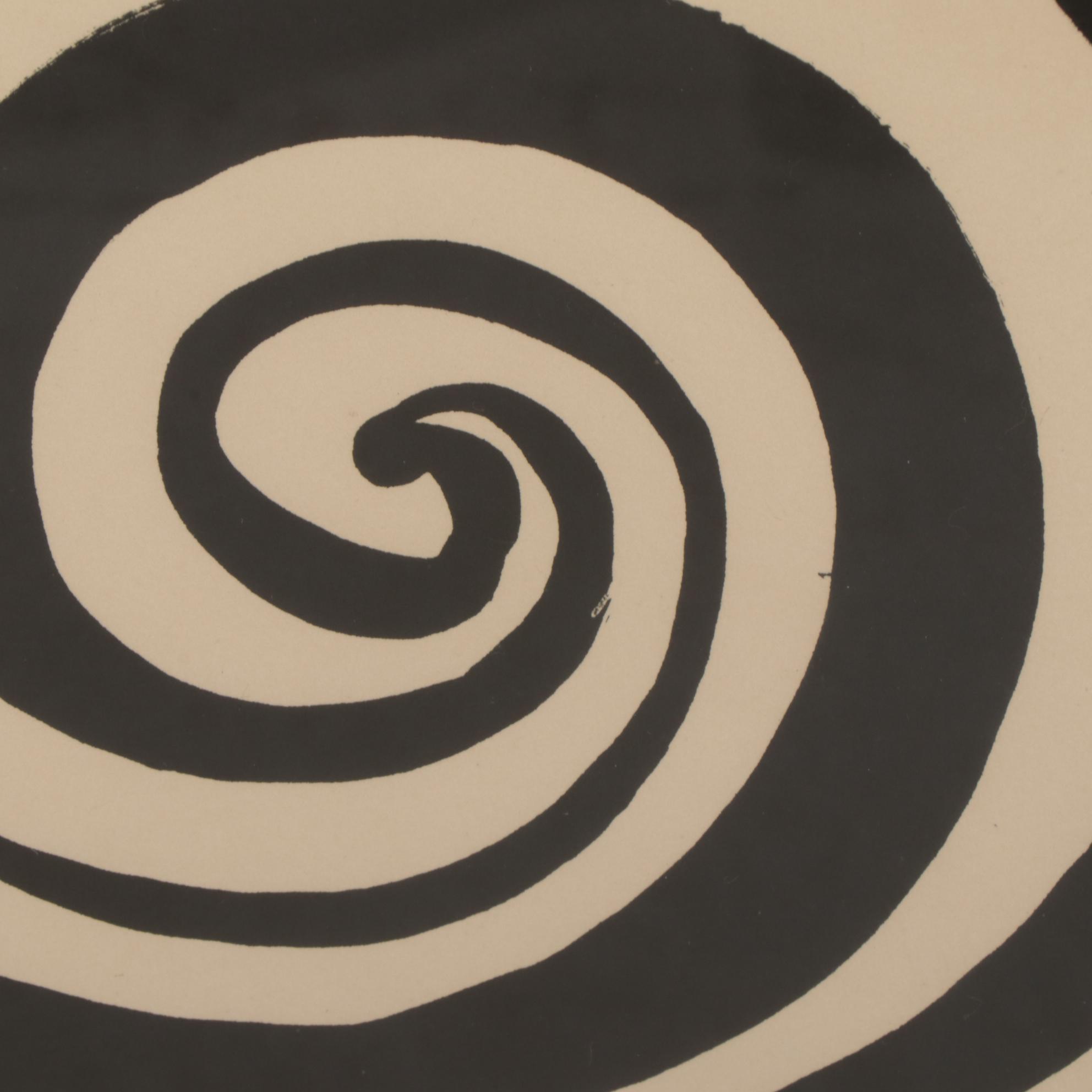 Alexander Calder Color Lithograph "Spirals and Forms," Circa 1965