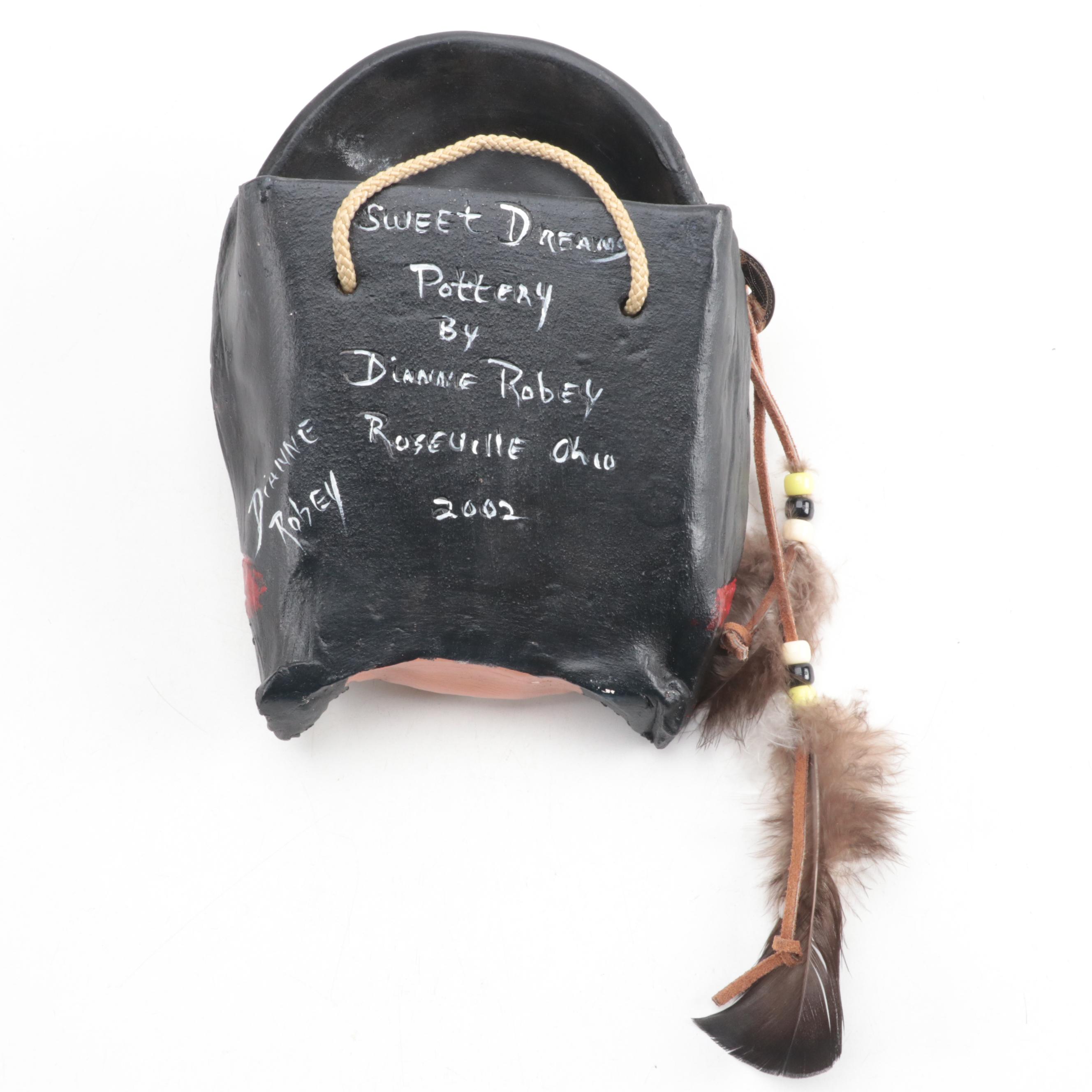 Signed Dianne Robey for Sweet Dreams Pottery Ceramic Portrait Wall Pocket