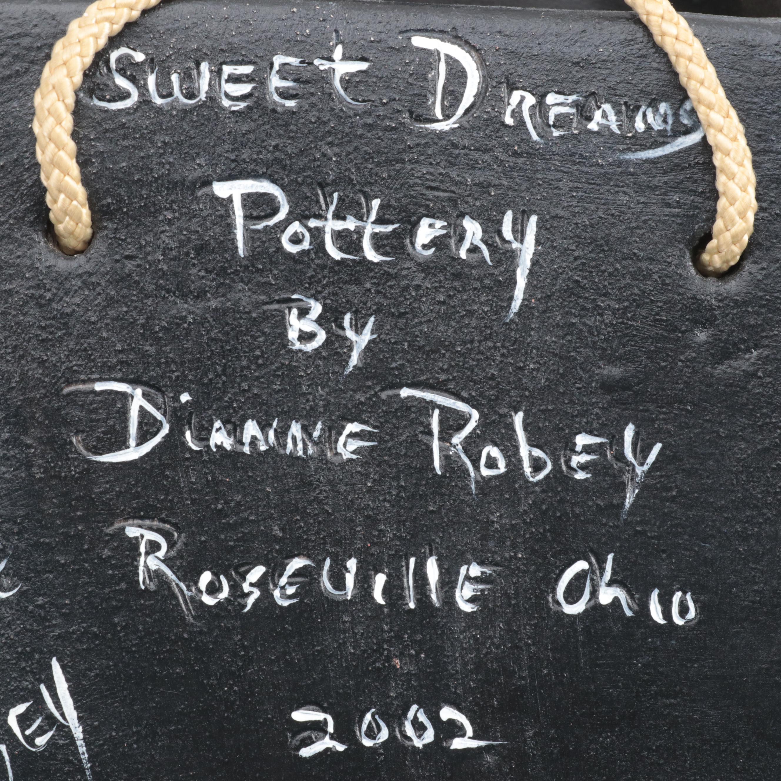 Signed Dianne Robey for Sweet Dreams Pottery Ceramic Portrait Wall Pocket