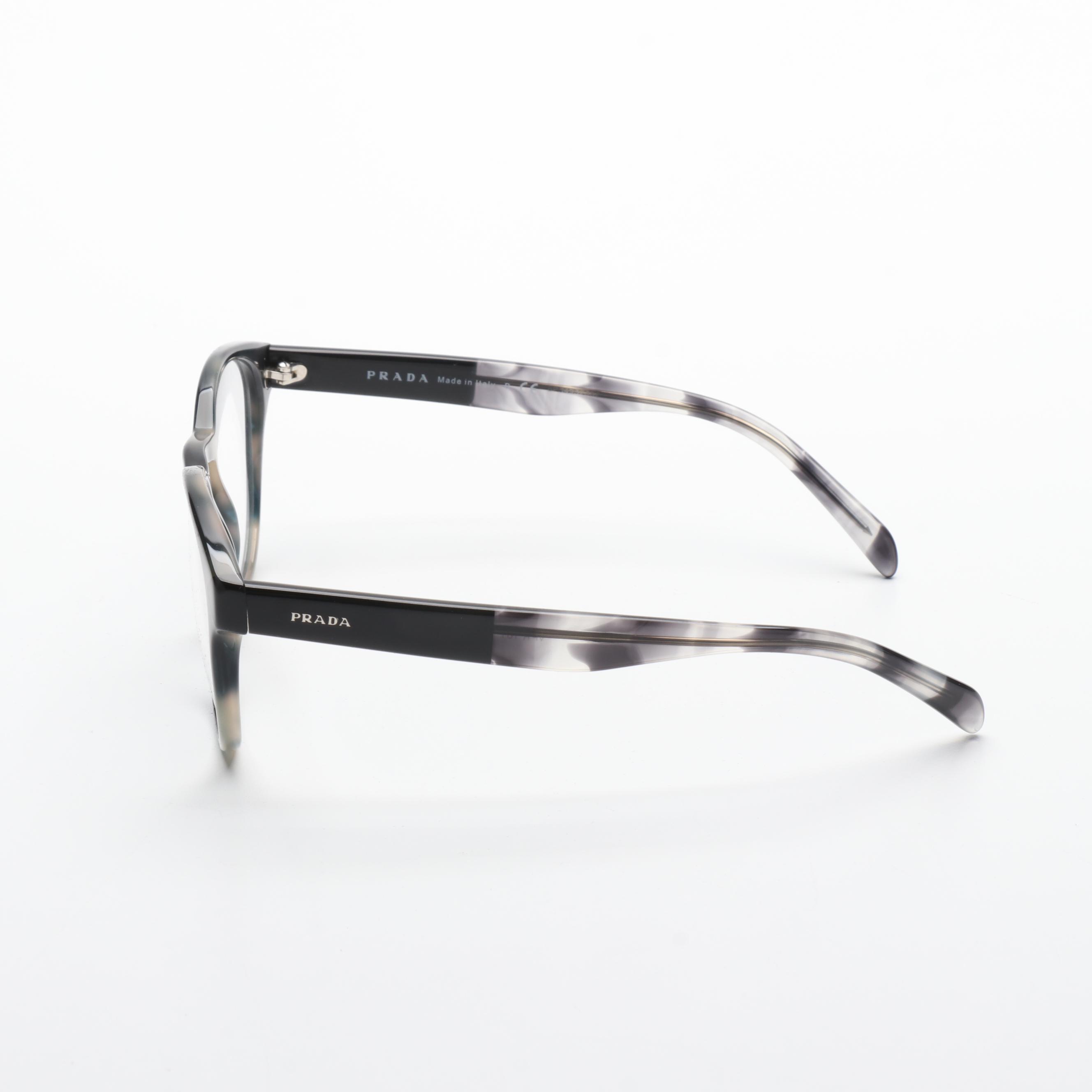 Prada VPR16T Grey Havana Eyeglass Frames with Case and Box