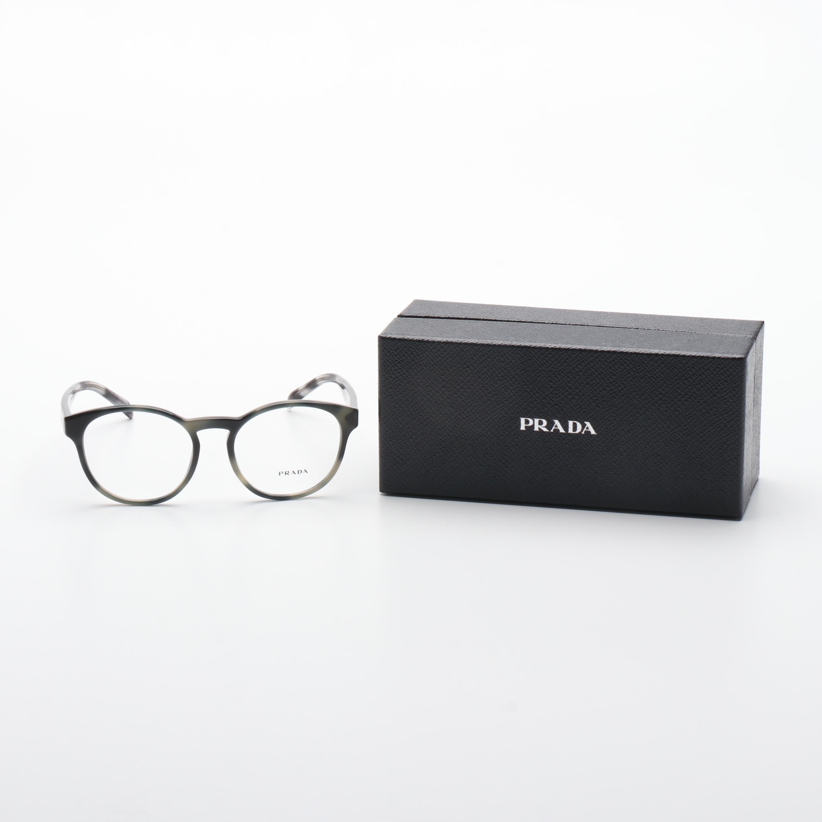Prada VPR16T Grey Havana Eyeglass Frames with Case and Box
