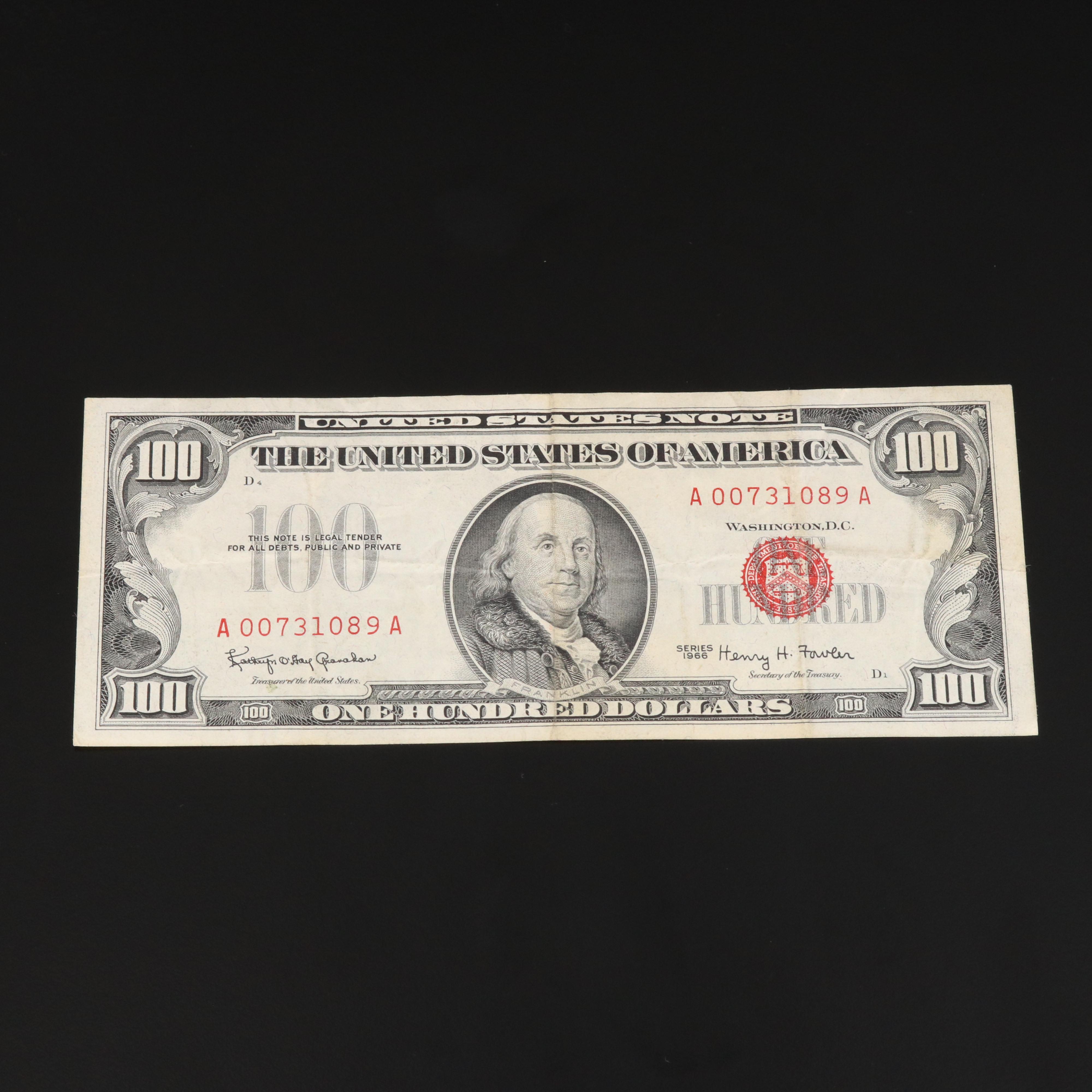 Series of 1966 $100 United States Currency Note