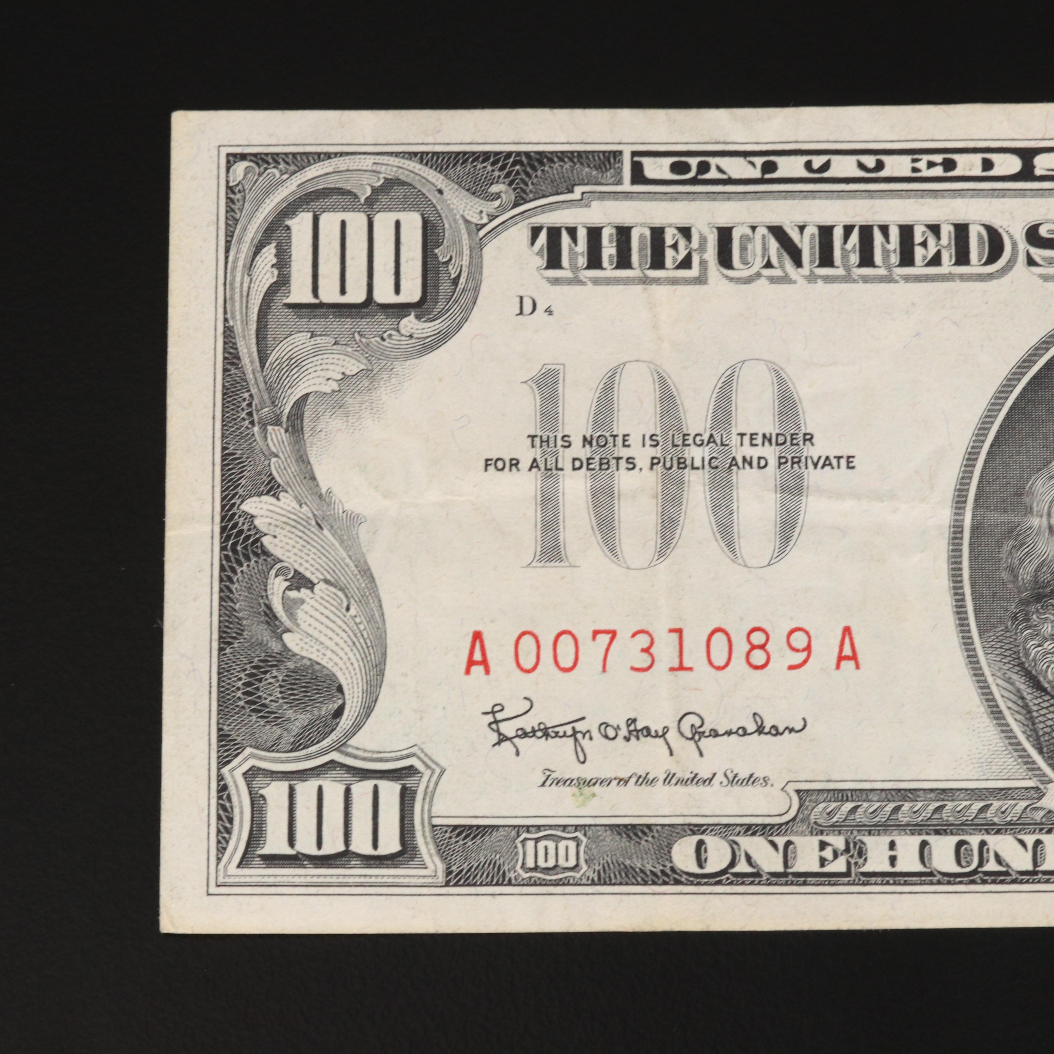 Series of 1966 $100 United States Currency Note