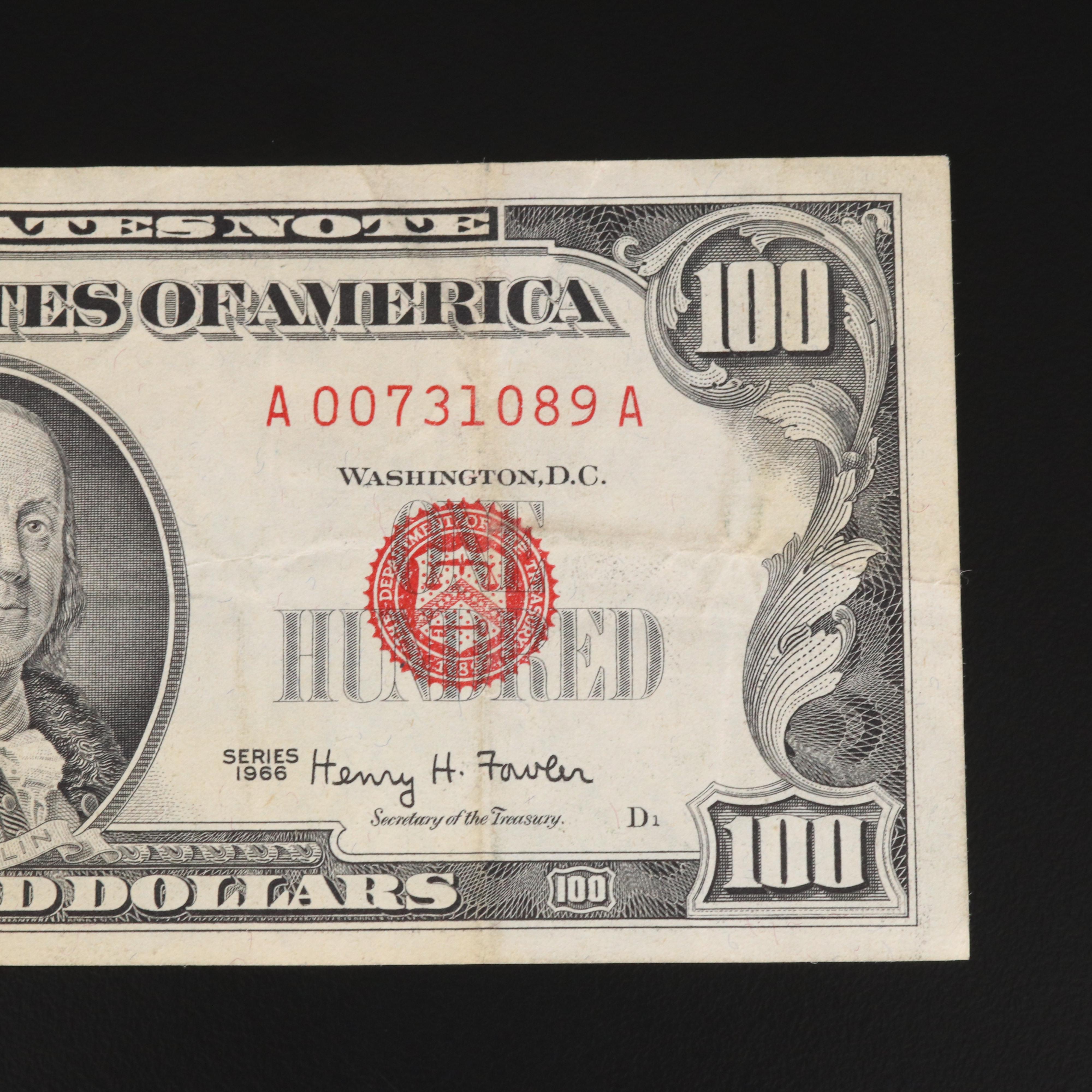 Series of 1966 $100 United States Currency Note