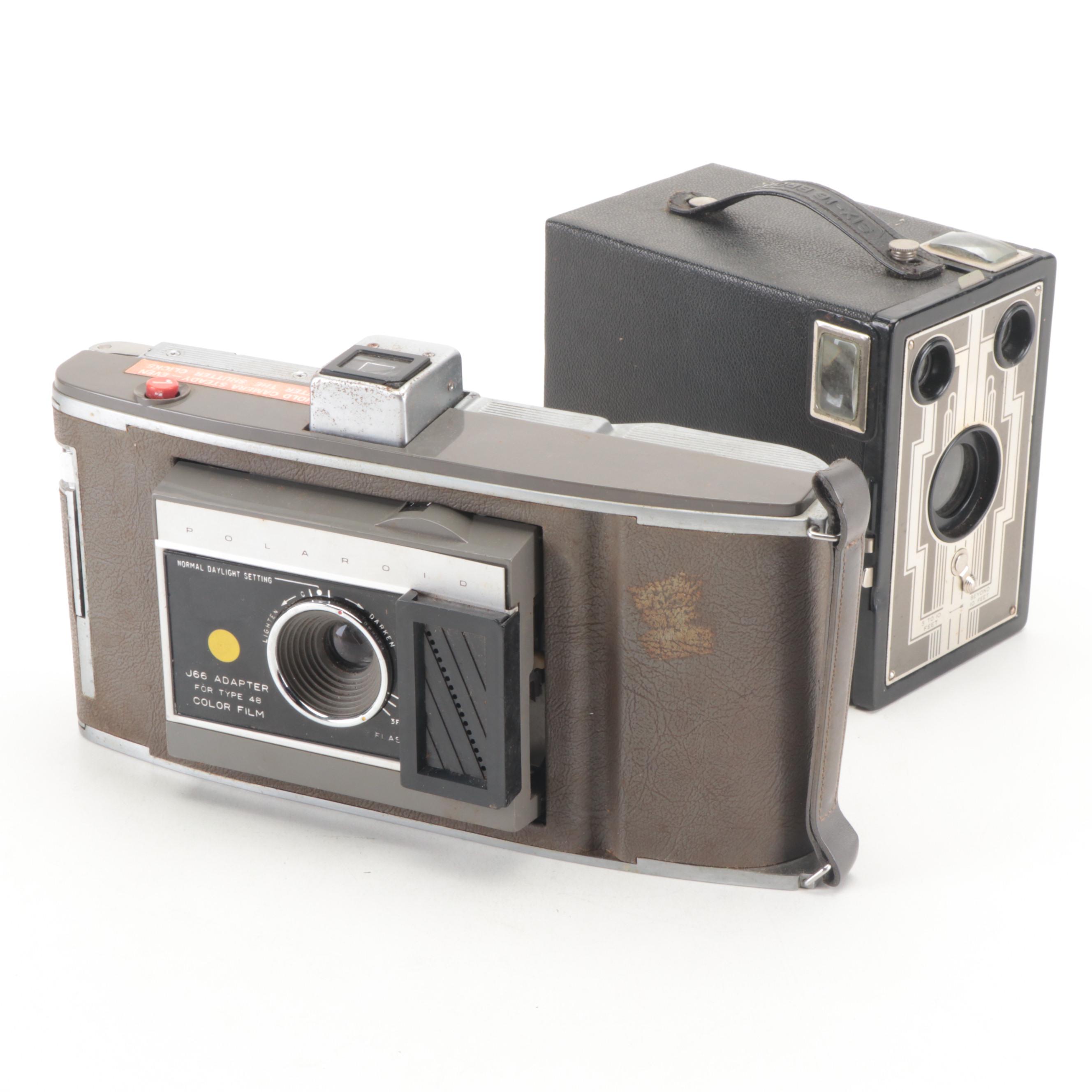 Kodak Six-16 Brownie Camera with Polaroid Model J66 Land Camera