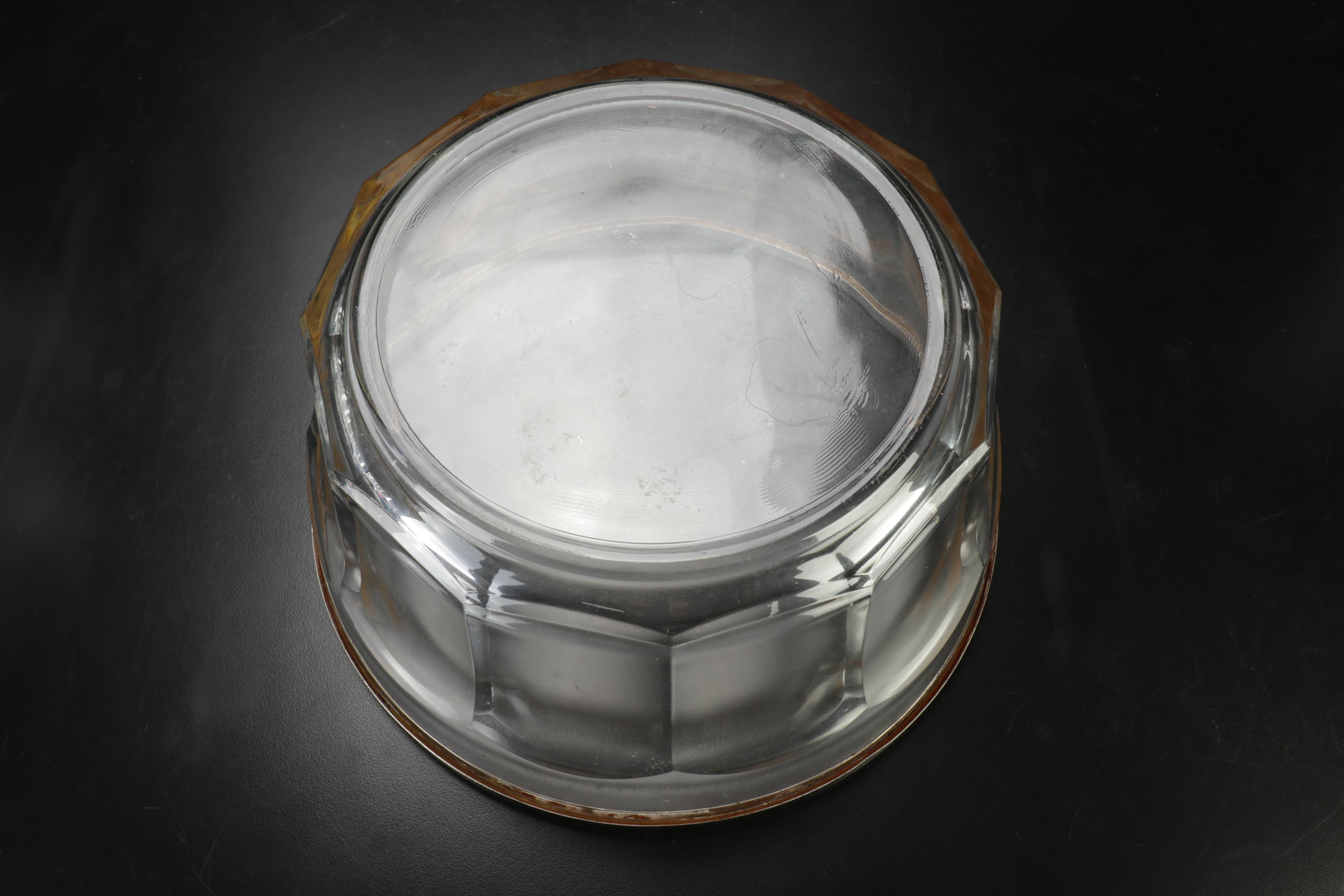 Pressed Glass Wine Glasses, Silver Rim Bowl and Decanter